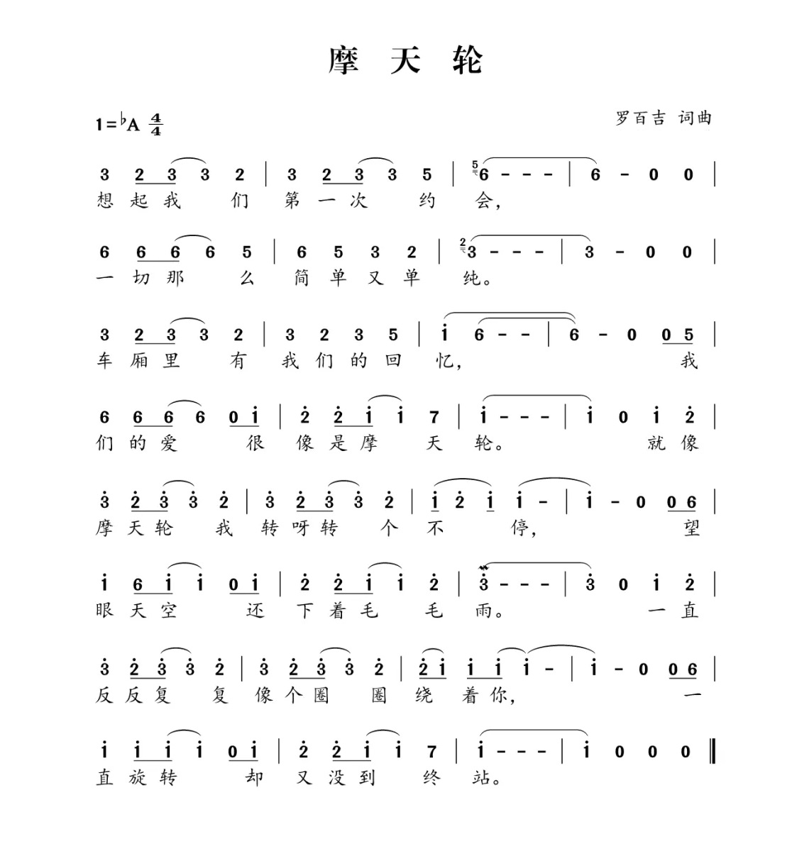 罗百吉《摩天轮》吉他谱_C调吉他弹唱谱第1张