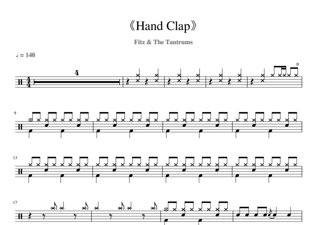 Fitz&The Tantrums《Hand Clap》鼓谱_架子鼓谱第1张
