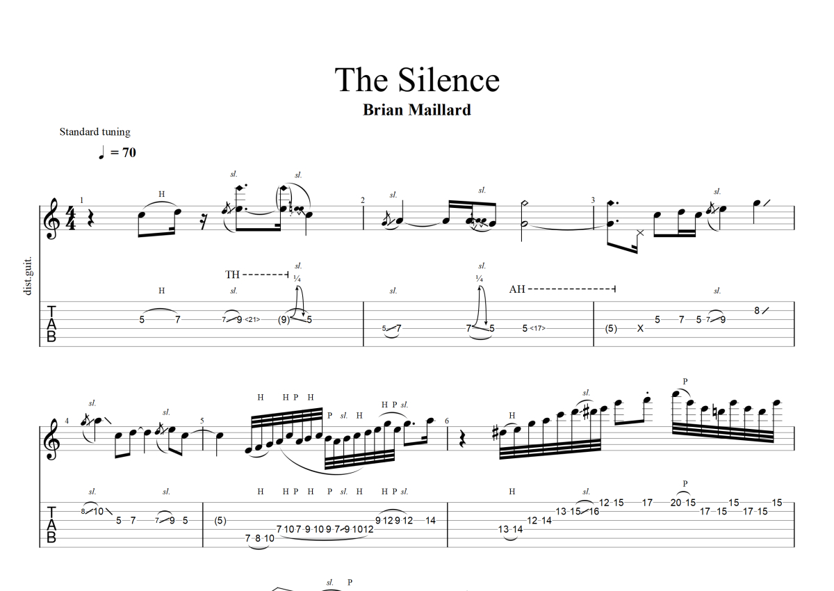 Brian Maillard《The Silence》吉他谱_电吉他谱_电吉他独奏版第1张