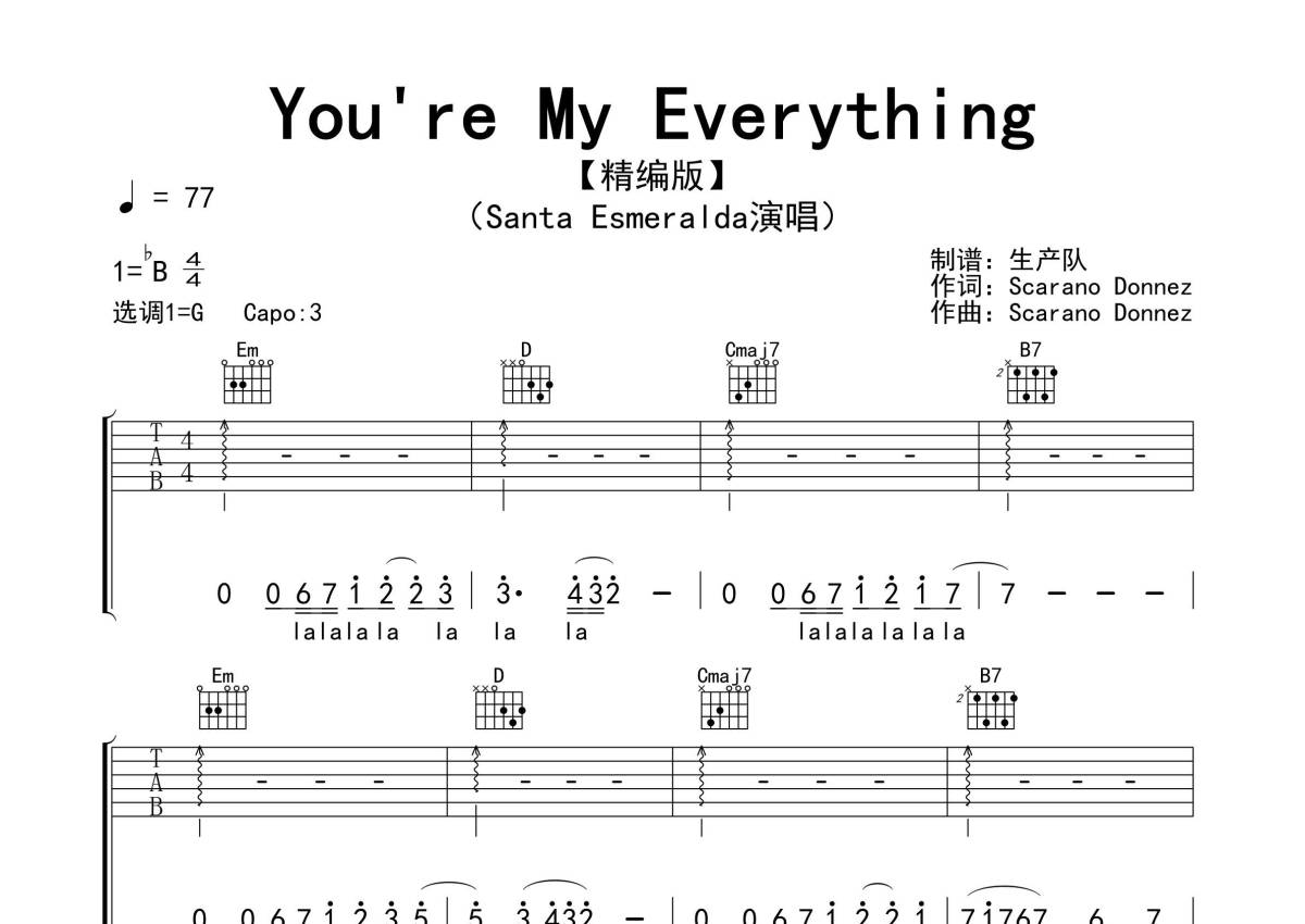 Shania Twain《You're My Everything》吉他谱_G调吉他弹唱谱_精编版第1张