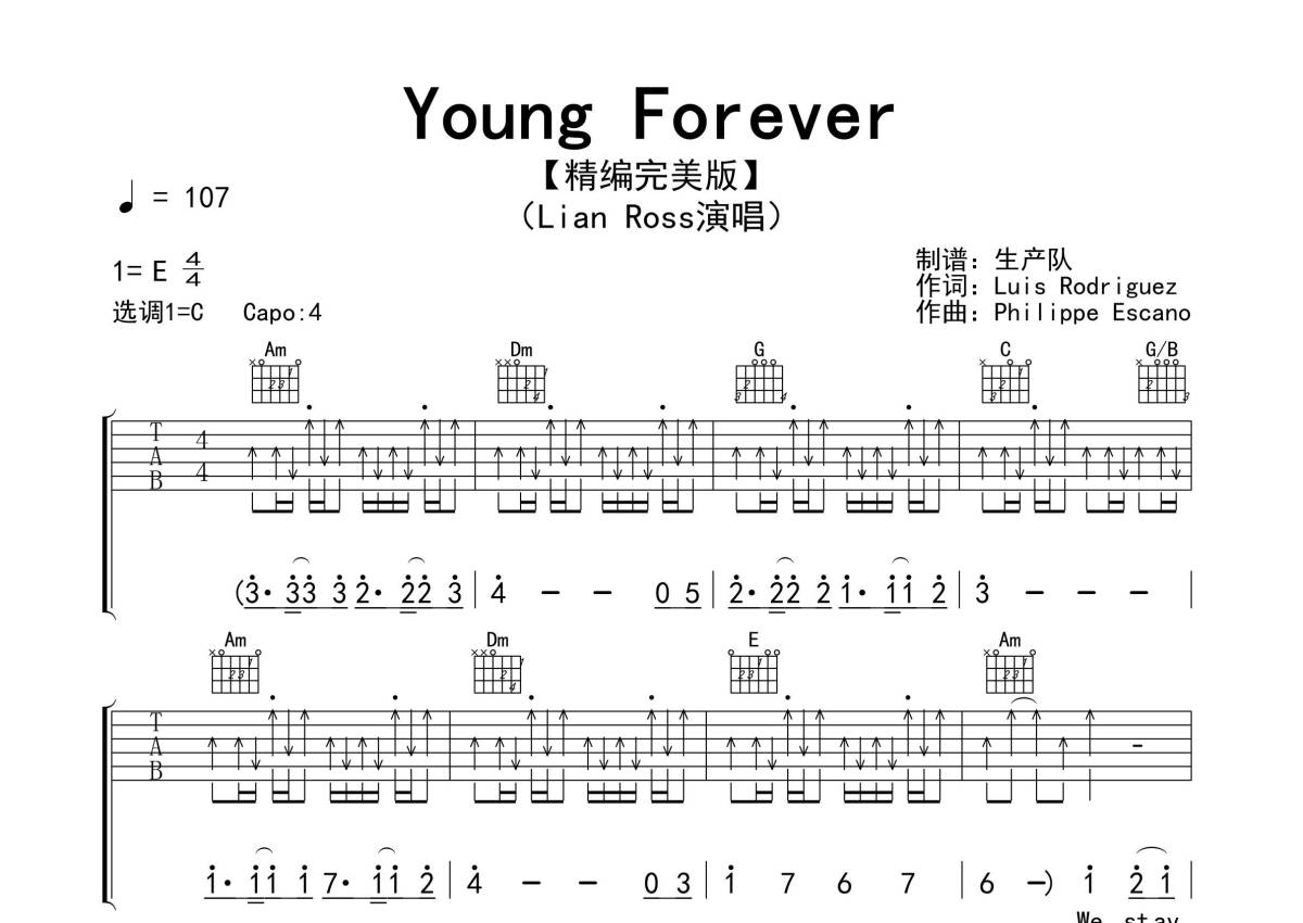Lian Ross《Young Forever》吉他谱_C调吉他弹唱谱_精编完美版第1张