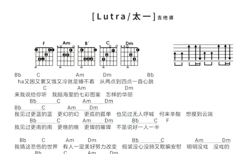 太一lutra吉他谱吉他弹唱谱和弦谱