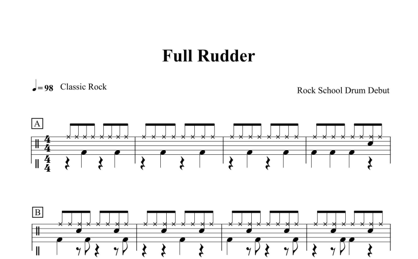 二級考級曲目《Full Rudder》鼓譜_架子鼓譜