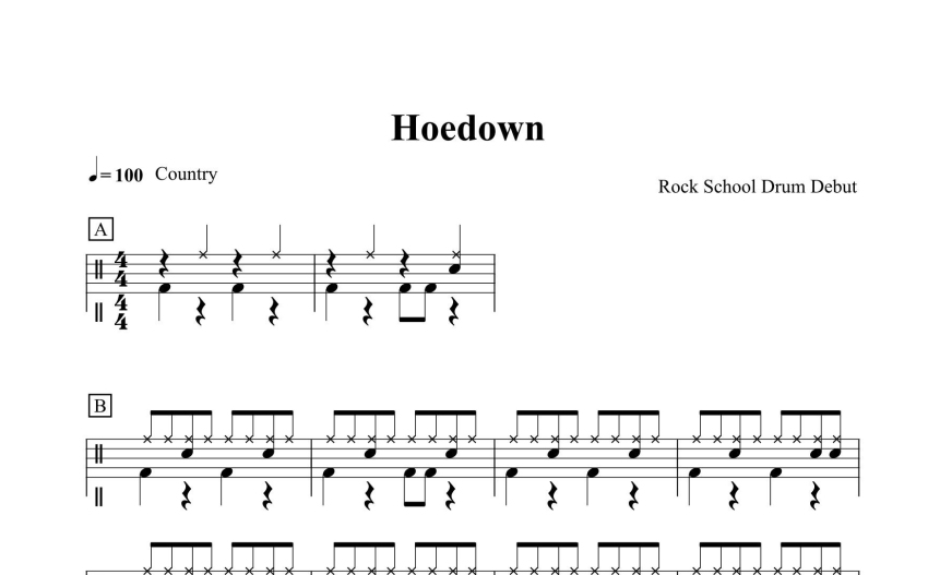 二級考級曲目《Hoedown》鼓譜_架子鼓譜