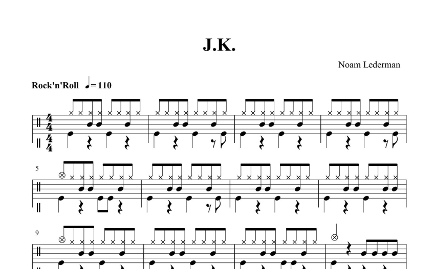 二級考級曲目《J.K.》鼓譜_架子鼓譜