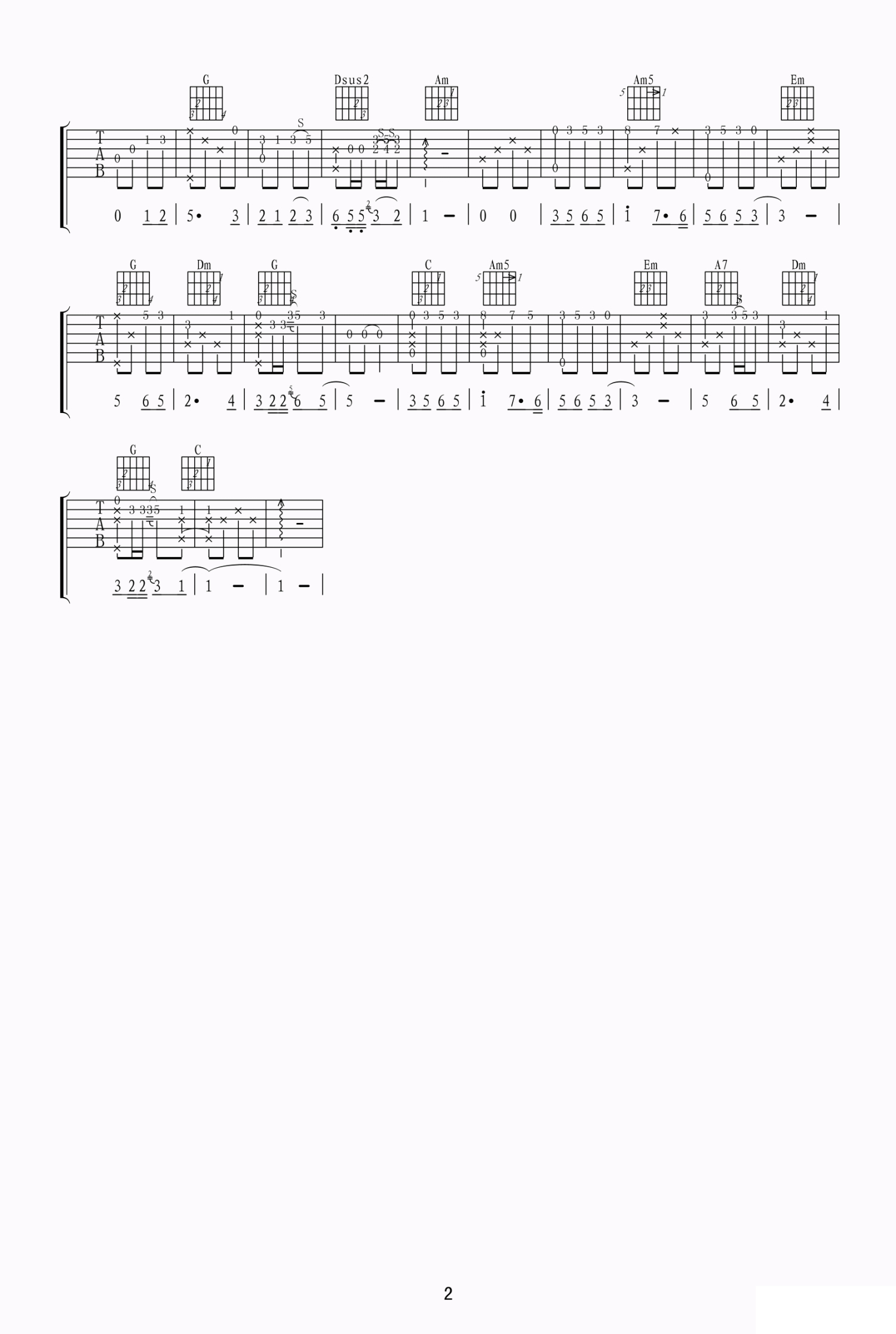 《听妈妈讲那过去的事情》吉他谱_C调吉他弹唱谱第2张