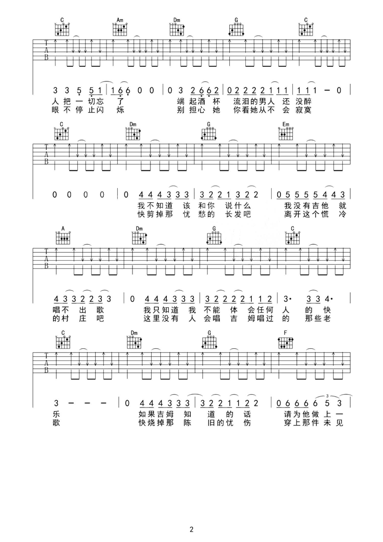 赵雷《吉姆餐厅》吉他谱_C调吉他弹唱谱第2张