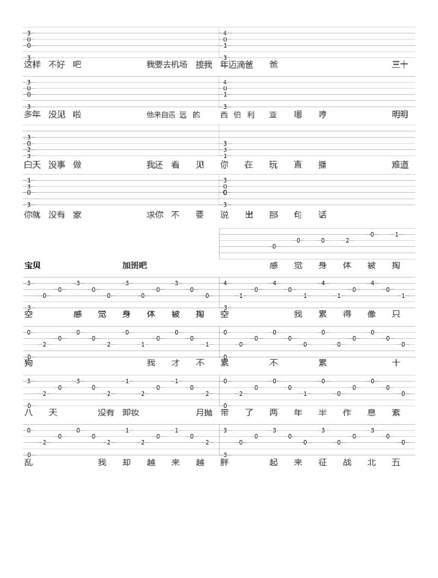 上海彩虹乐团《感觉身体被掏空》吉他谱_C调吉他弹唱谱第2张