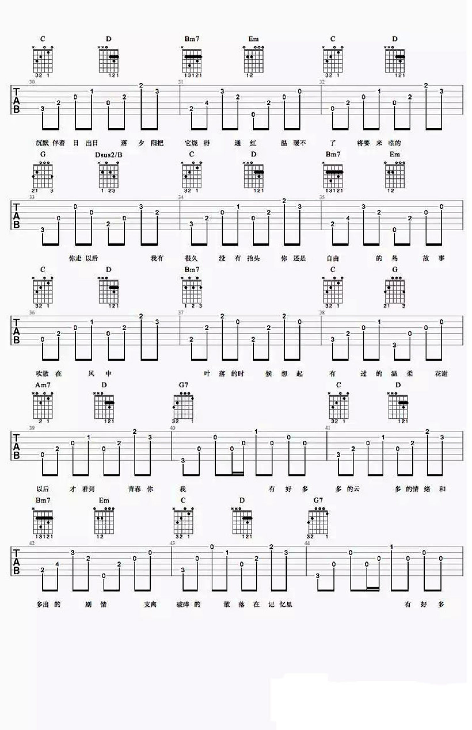 崔跃文《好多多的云》吉他谱_吉他弹唱谱第3张