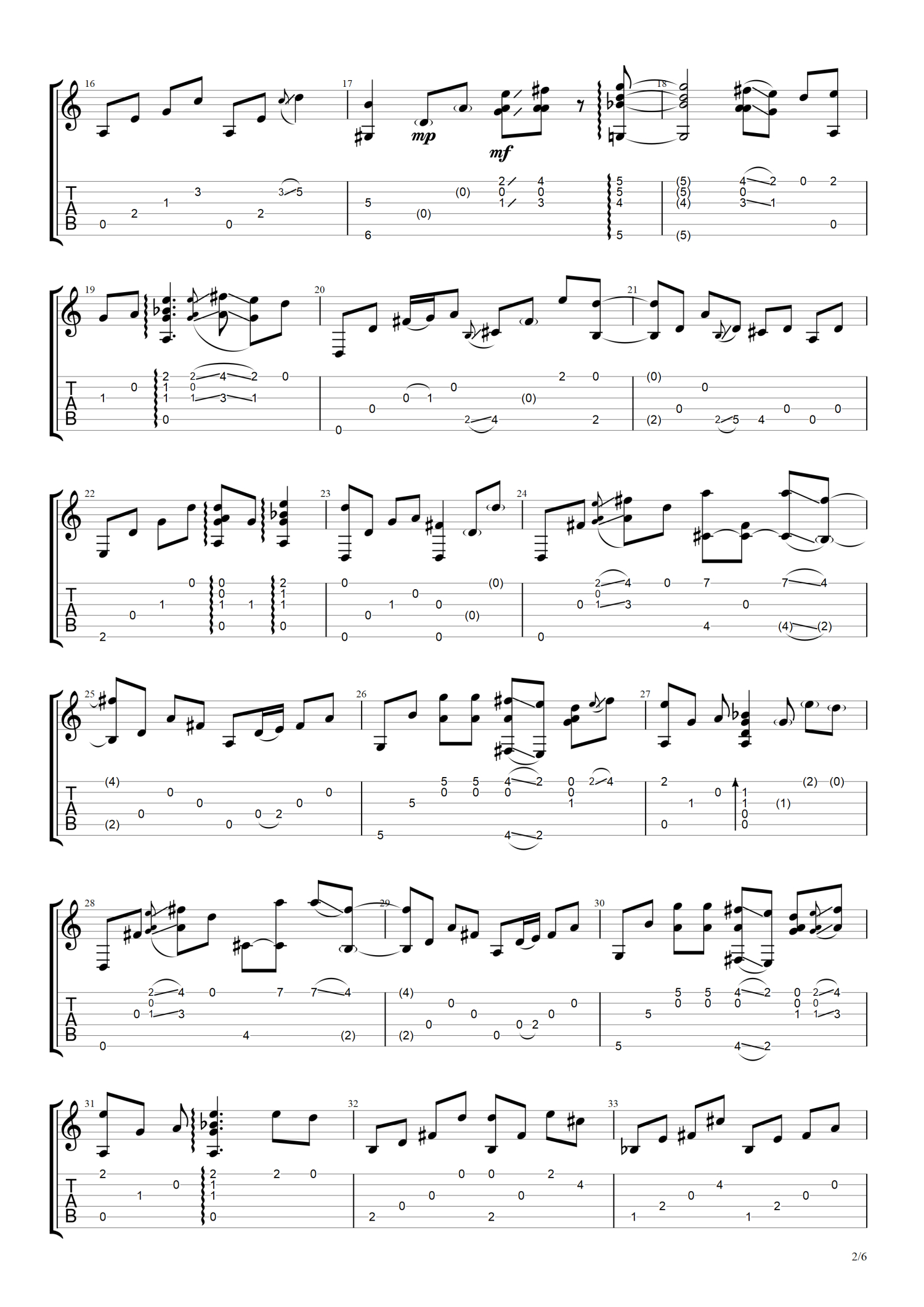 走音《Tears in heaven》吉他谱_吉他独奏谱第2张