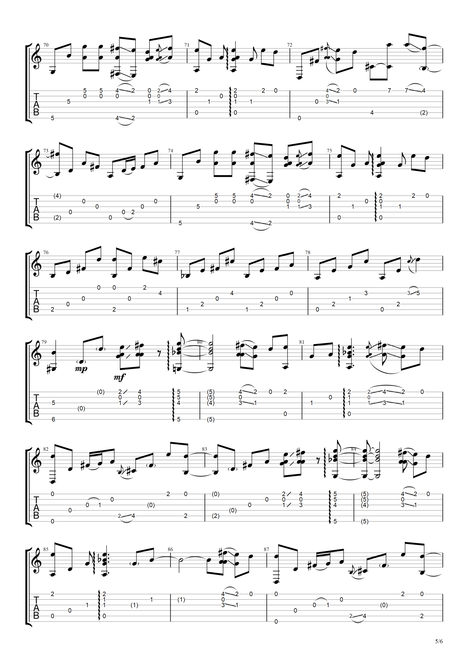 走音《Tears in heaven》吉他谱_吉他独奏谱第5张