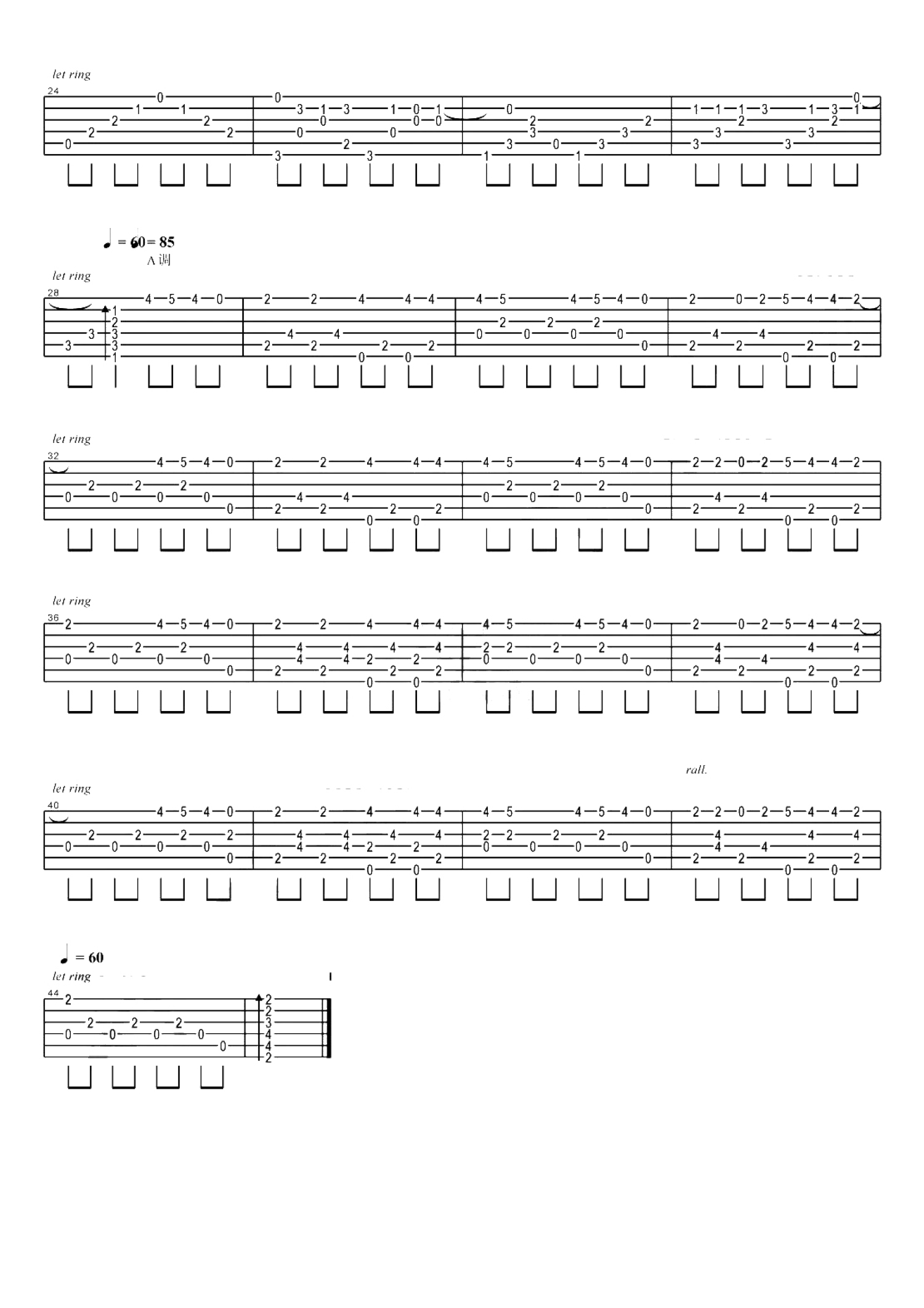 矢野立美《Love theme from TIGA》吉他谱_C调吉他独奏谱第2张