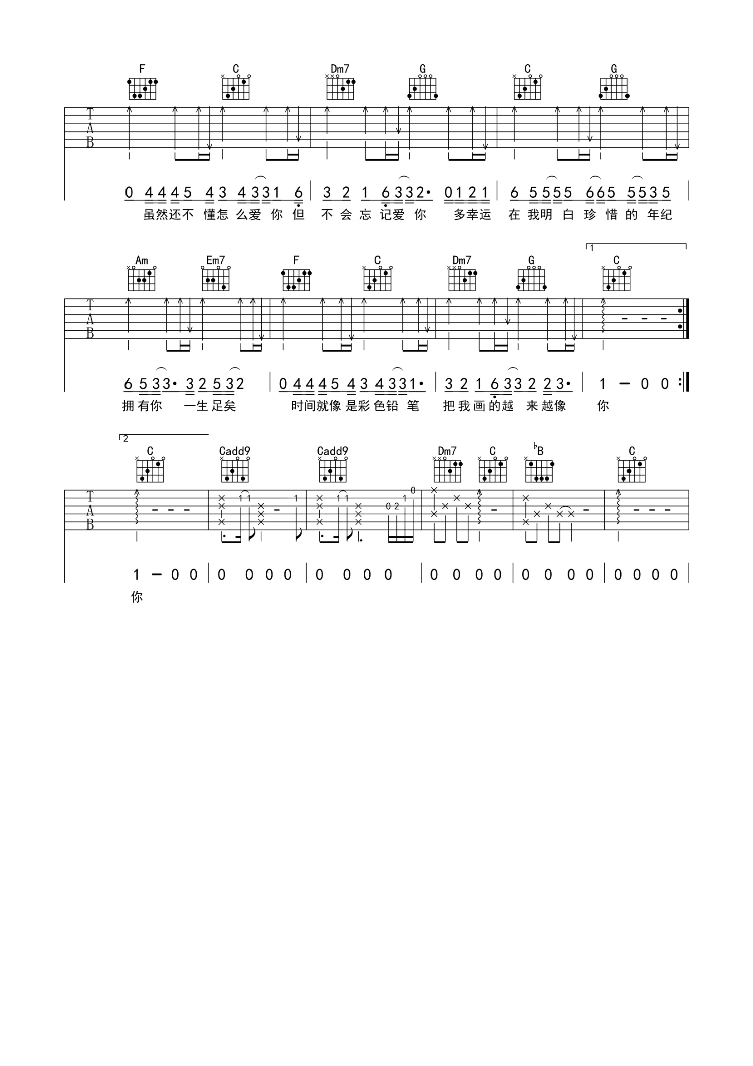 张小伙《她是》吉他谱_C调吉他弹唱谱第2张