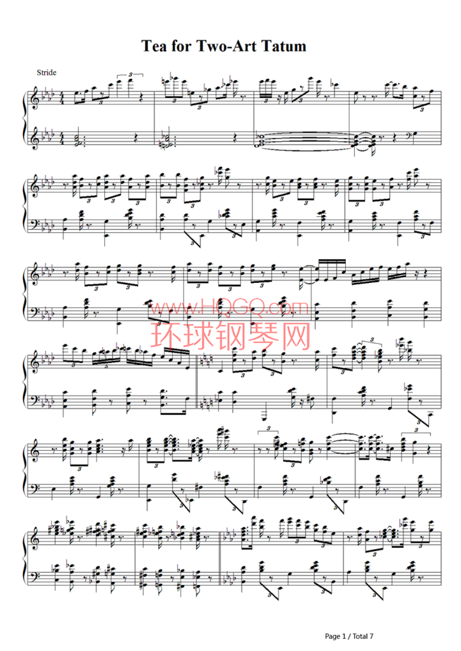《Tea for Two-Art Tatum》钢琴谱第1张