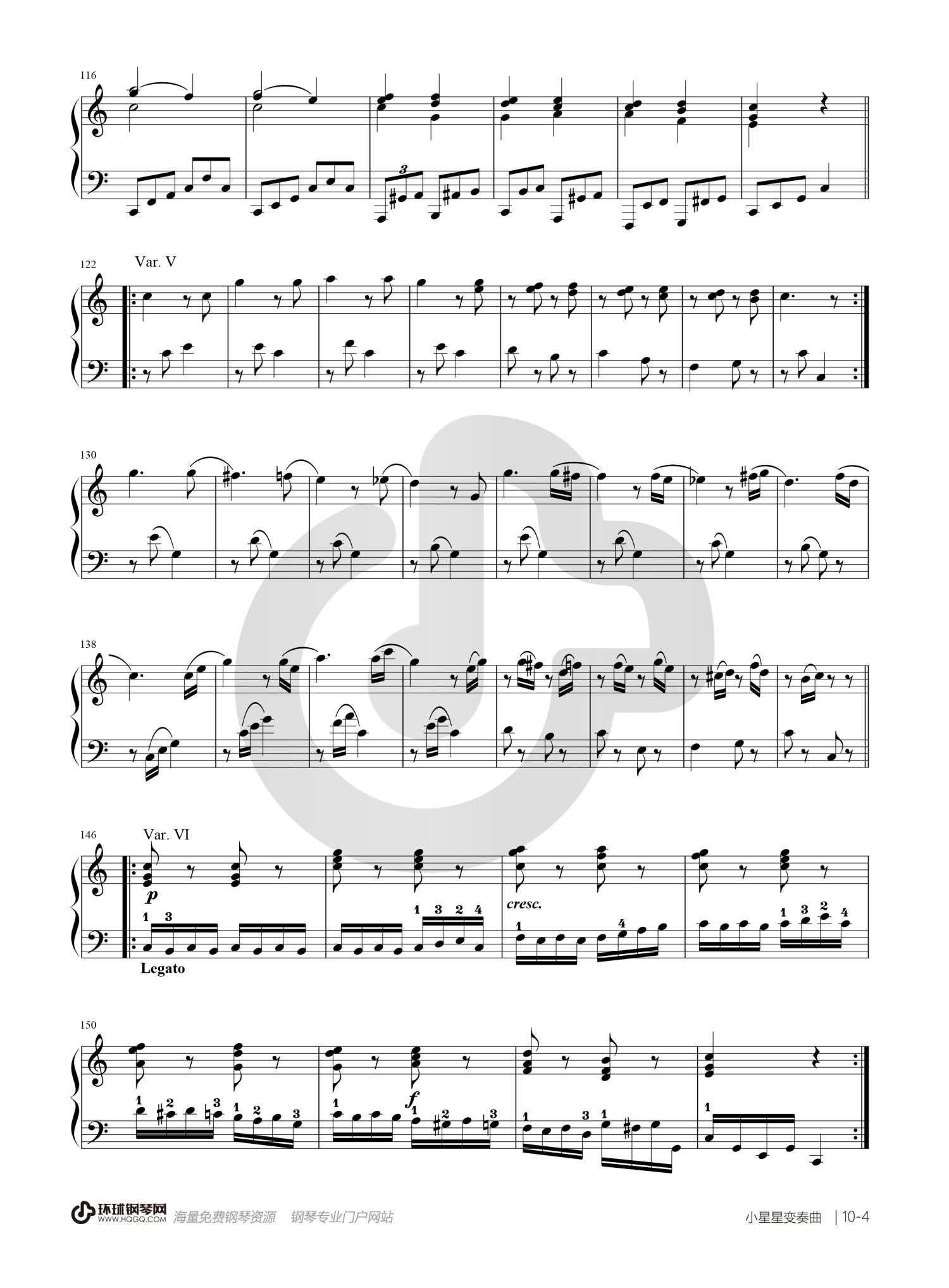 莫扎特《小星星变奏曲》钢琴谱第4张