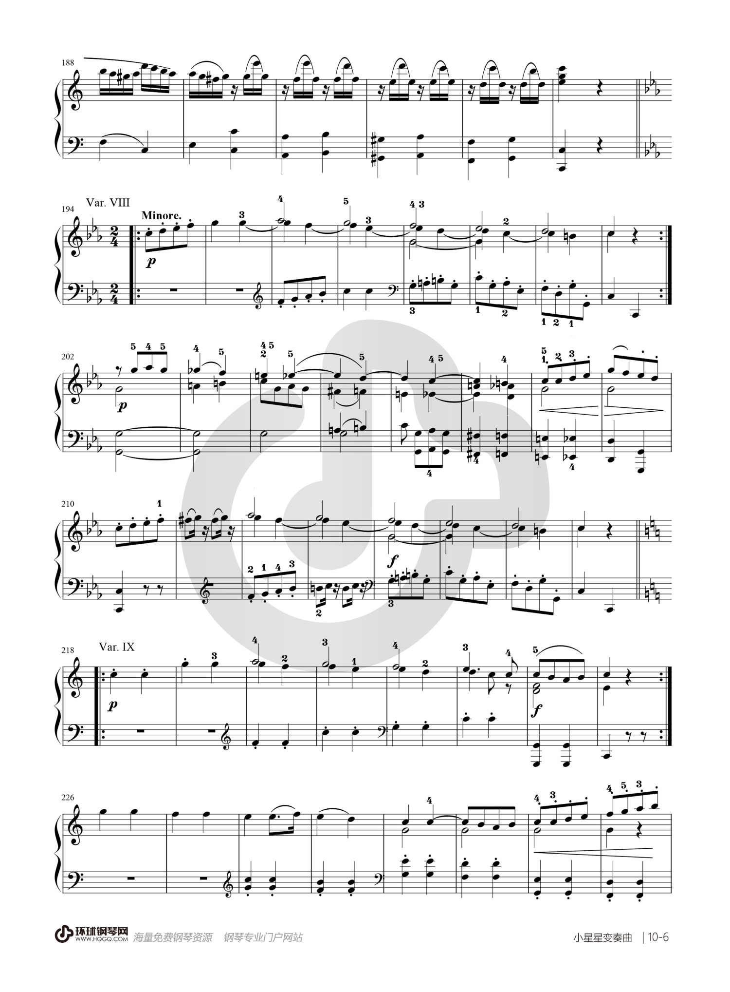 莫扎特《小星星变奏曲》钢琴谱第6张