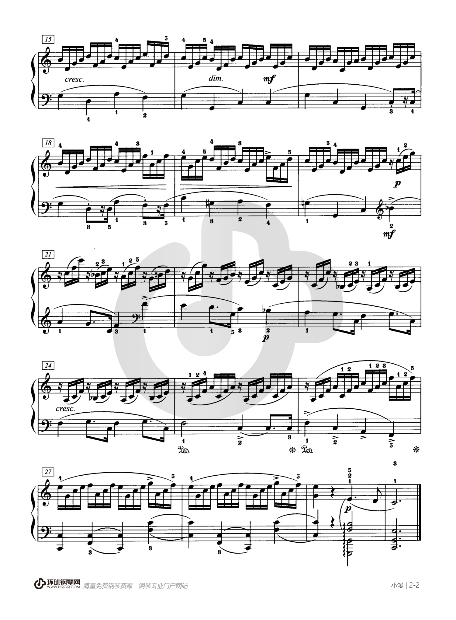 海勒《小溪 Op.45 No.1》钢琴谱第2张