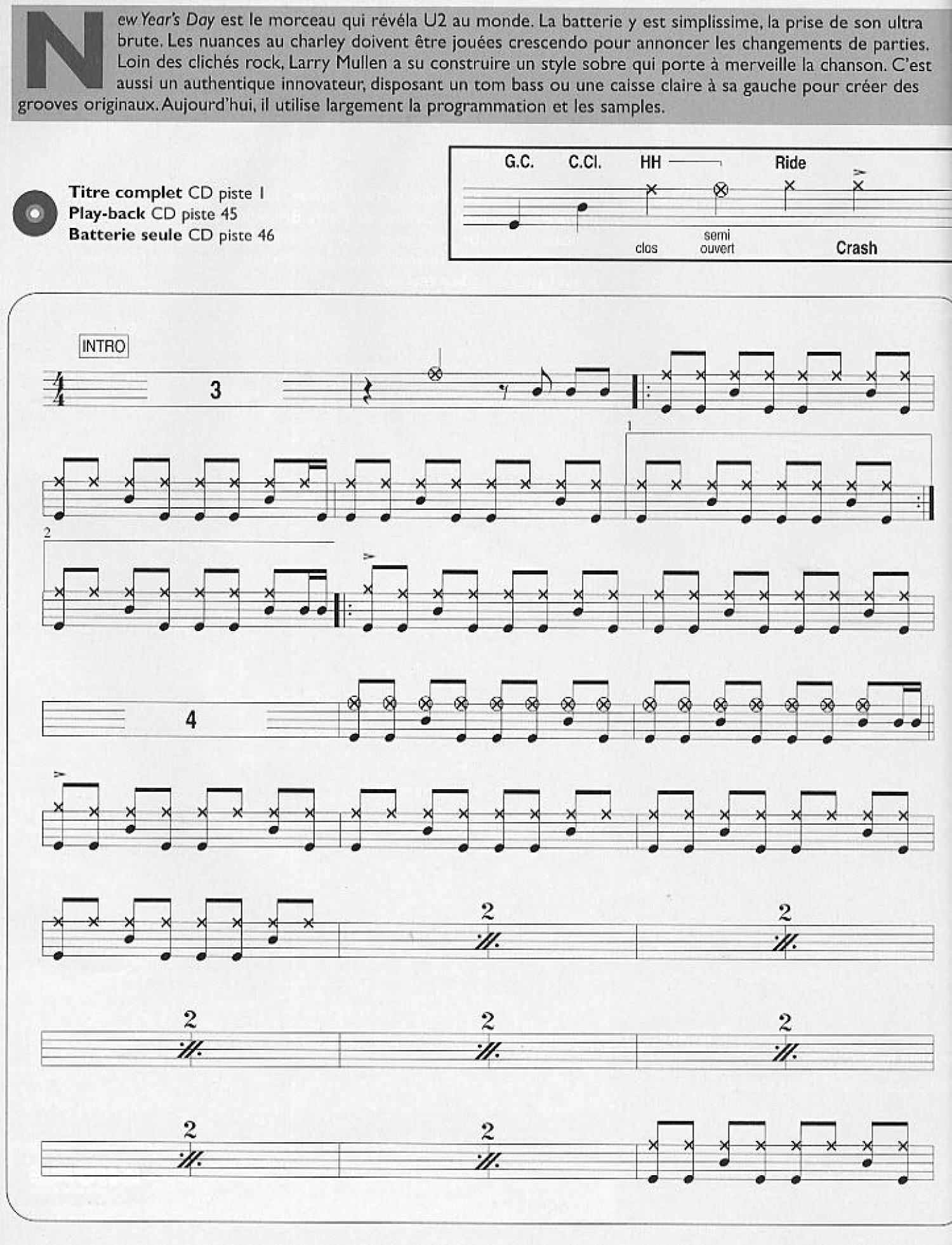 U2《New years day》鼓谱_架子鼓谱第1张