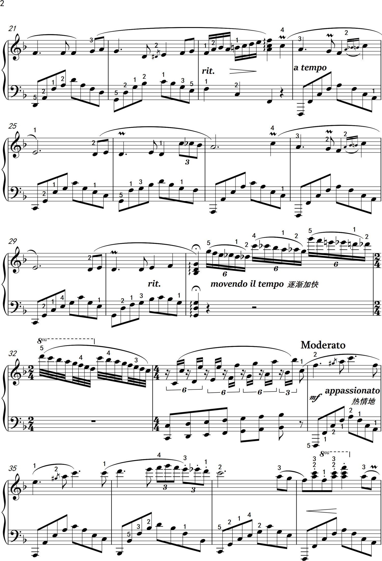 邓丽君《月亮代表我的心》钢琴谱第2张
