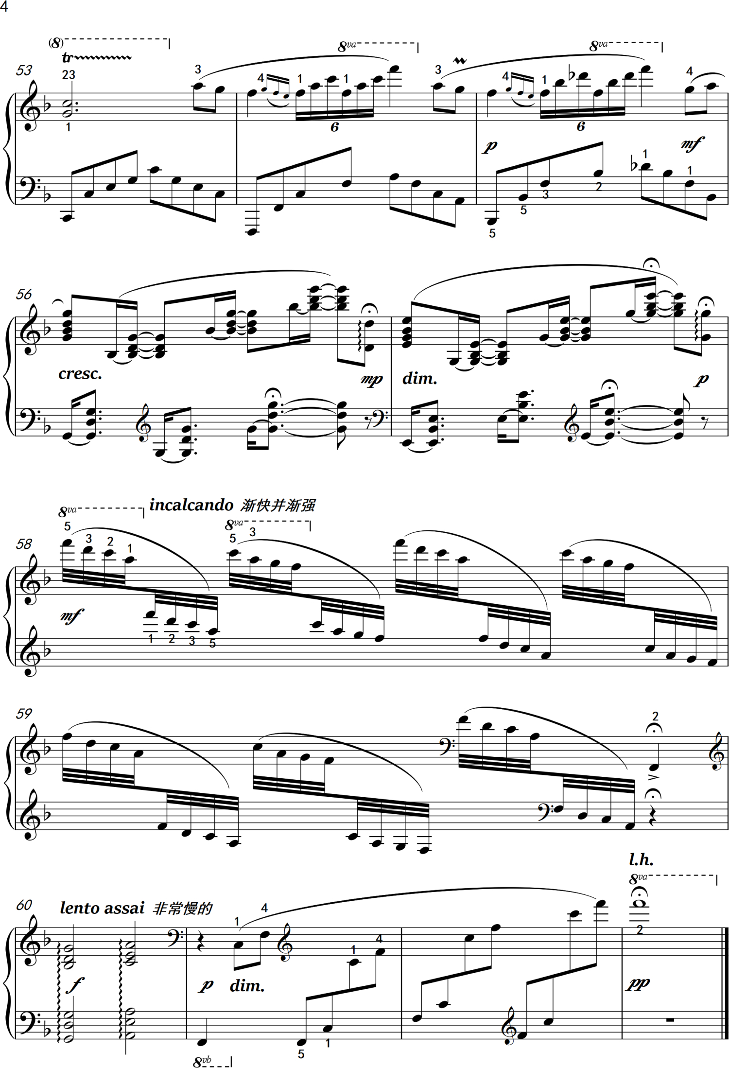 邓丽君《月亮代表我的心》钢琴谱第4张