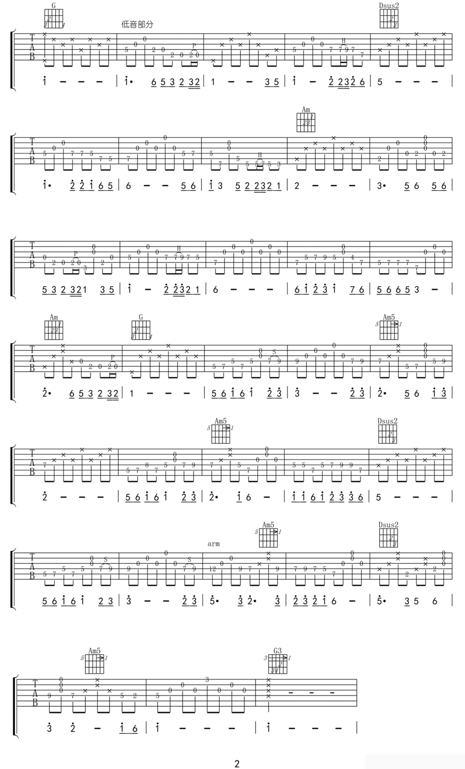 张也《走进新时代》吉他谱_G调吉他独奏谱第2张