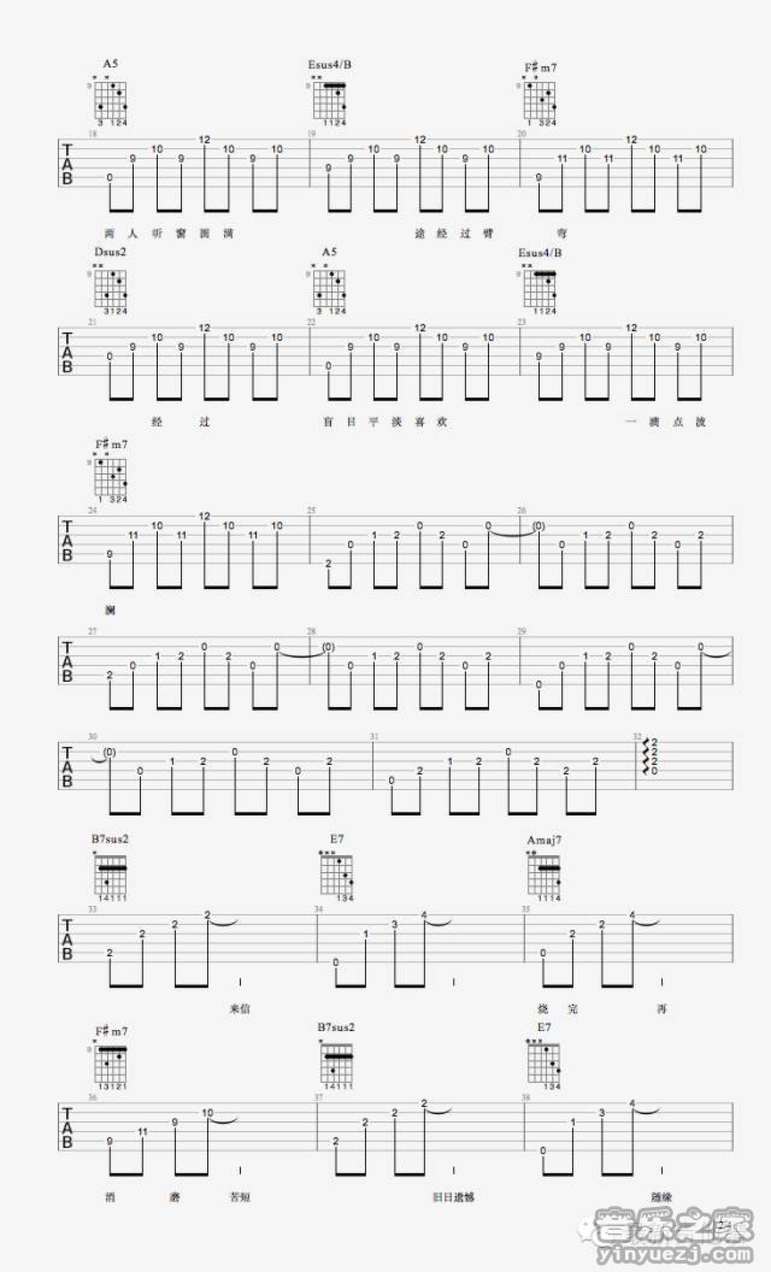 陈鸿宇《你只是经过》吉他谱_吉他弹唱谱第2张