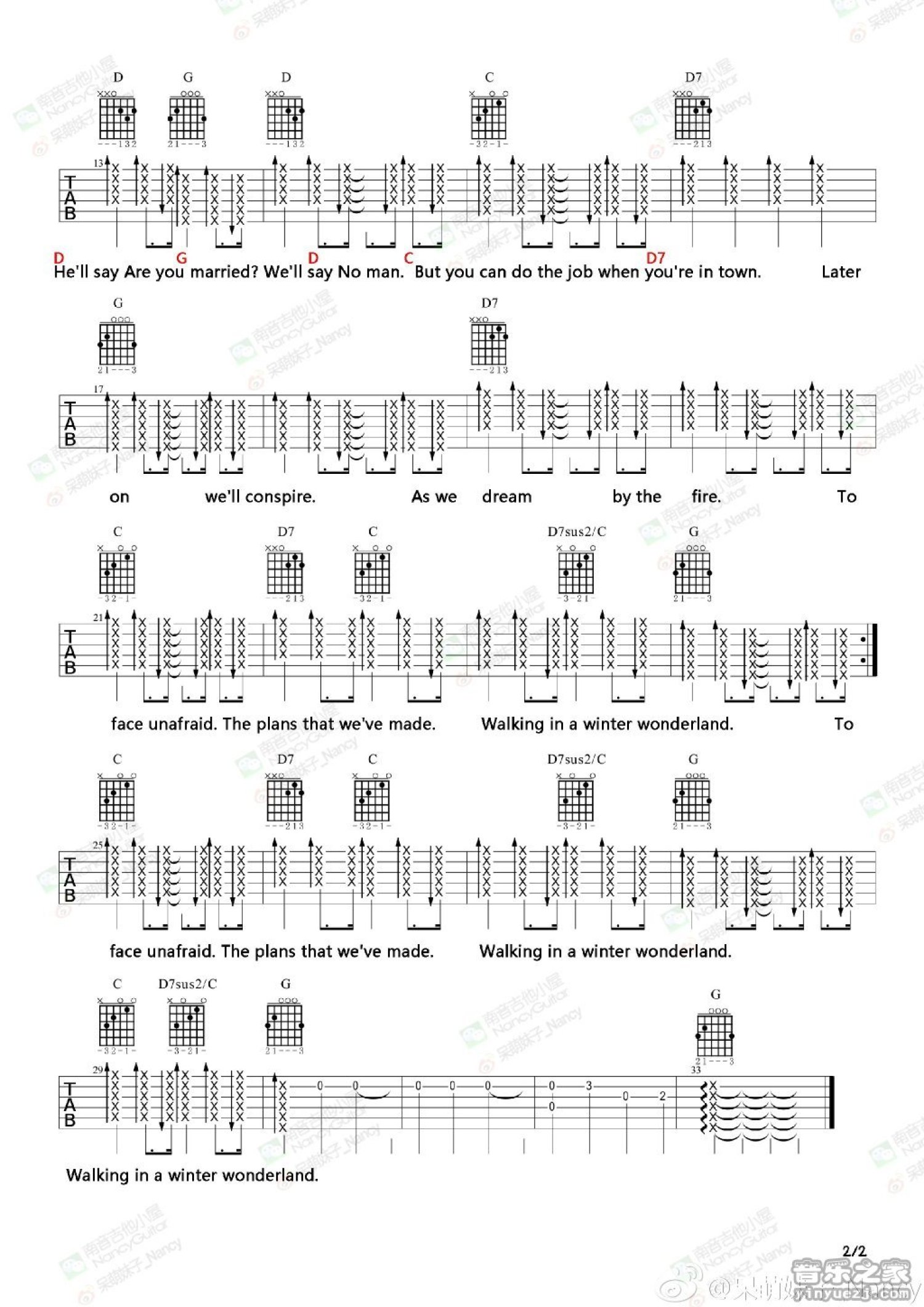 《winter wonderland》吉他谱_吉他弹唱谱第2张