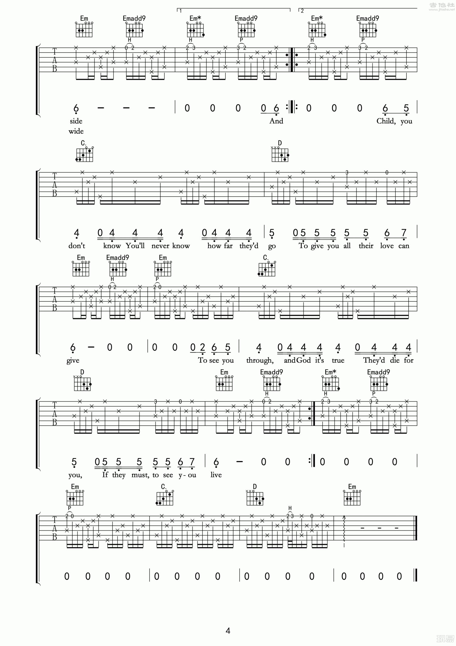 《Child》吉他谱_G调吉他弹唱谱第4张