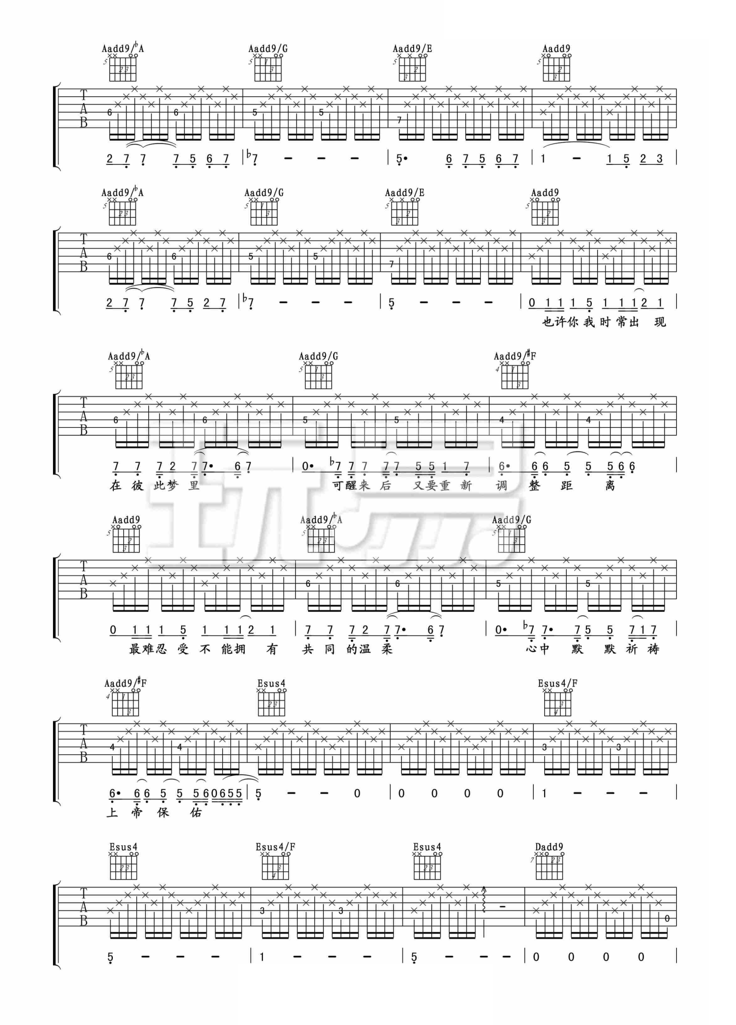 窦唯《上帝保佑》吉他谱_A调吉他弹唱谱第2张