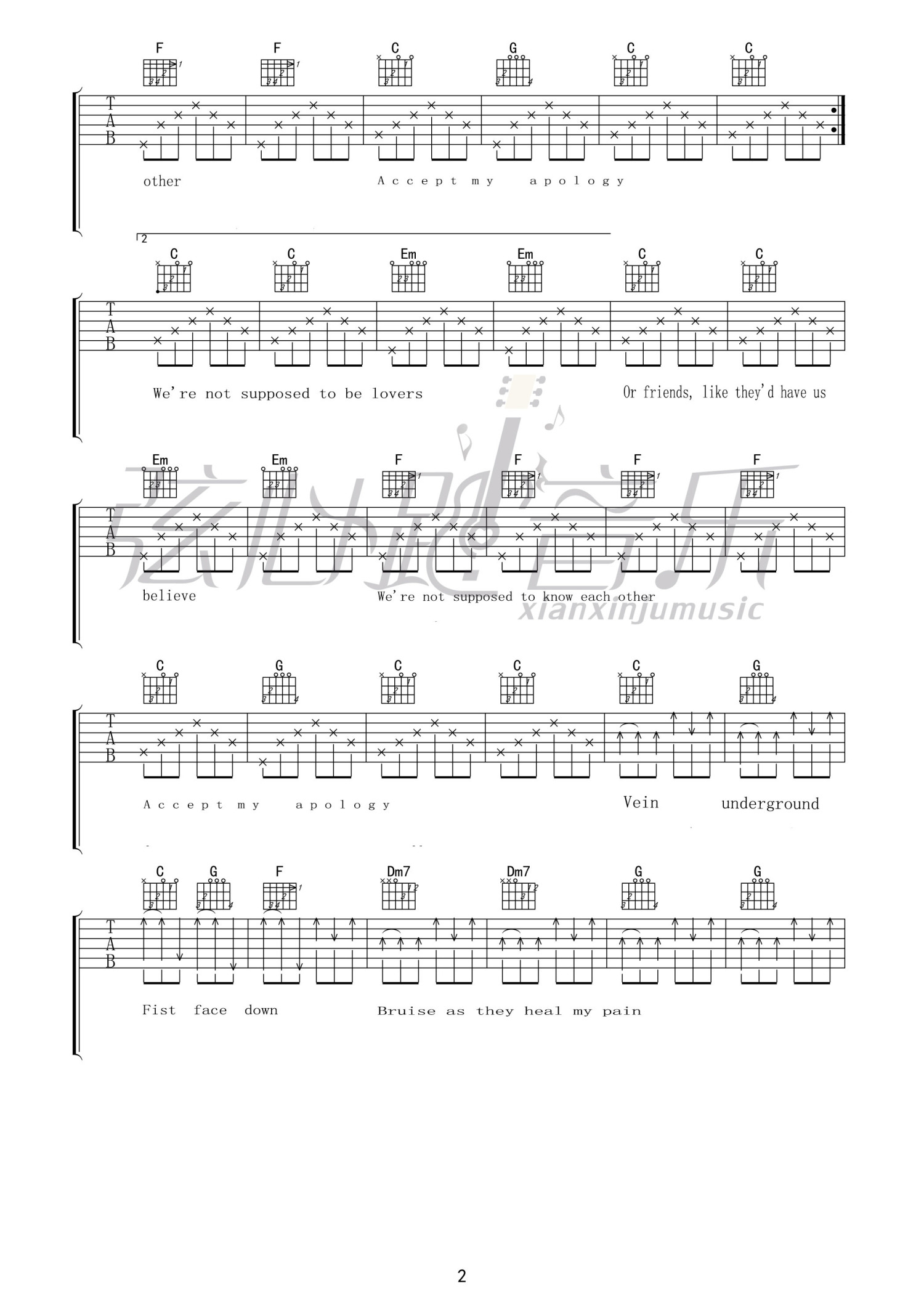 Adam Green《We're not supposed to be lover》吉他谱_E调吉他弹唱谱第2张