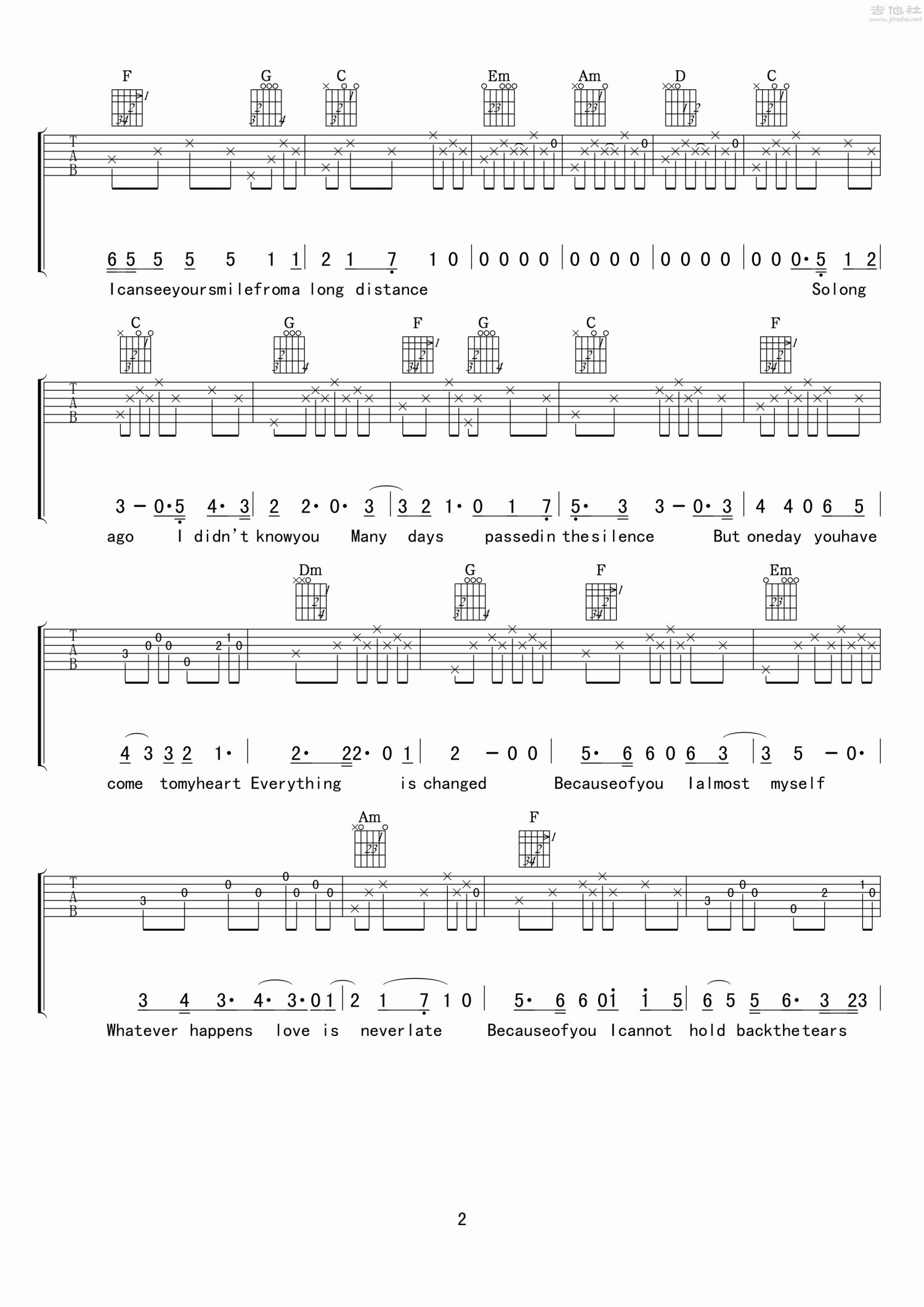 《So long ago》吉他谱_C调吉他弹唱谱第2张