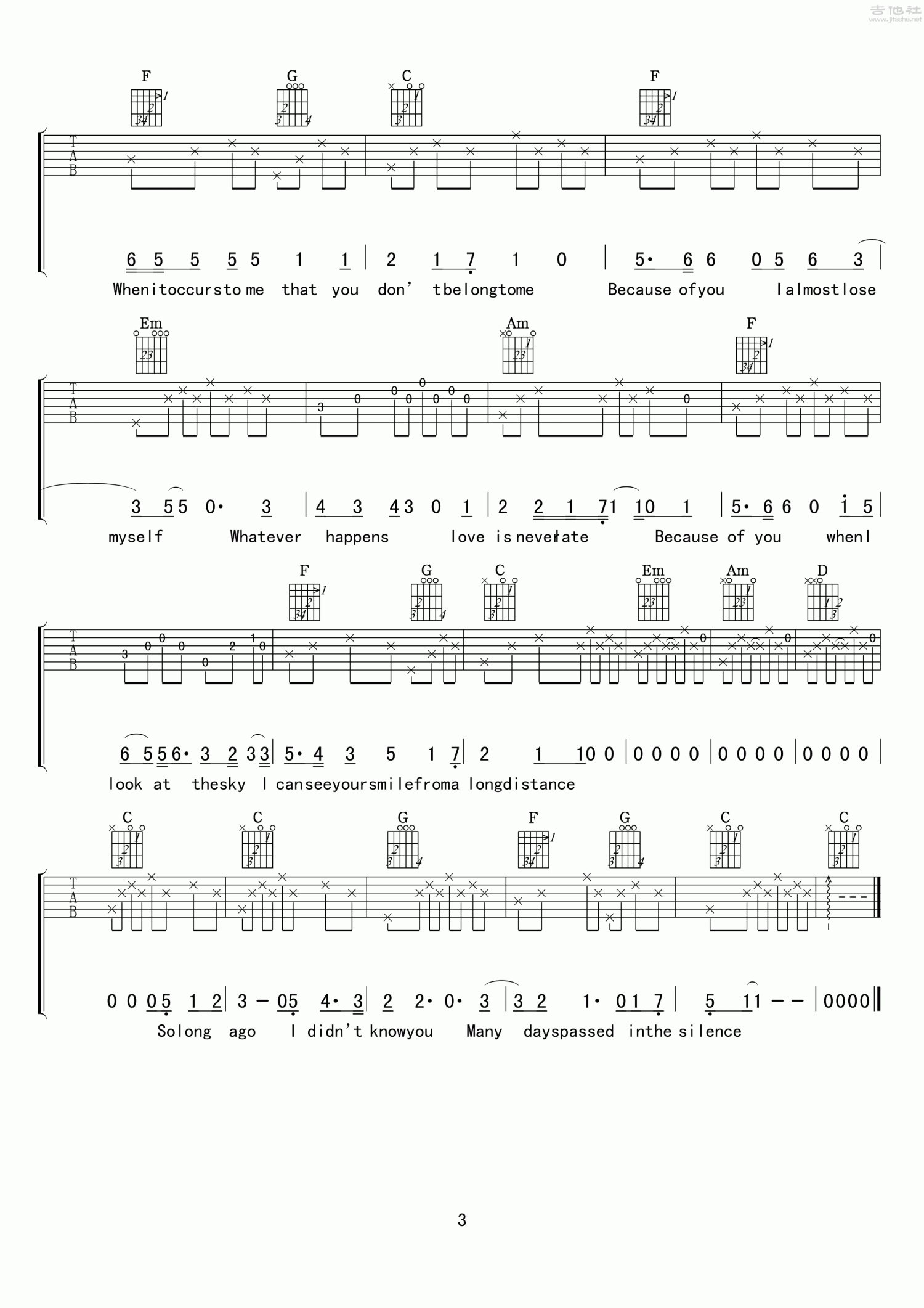 《So long ago》吉他谱_C调吉他弹唱谱第3张