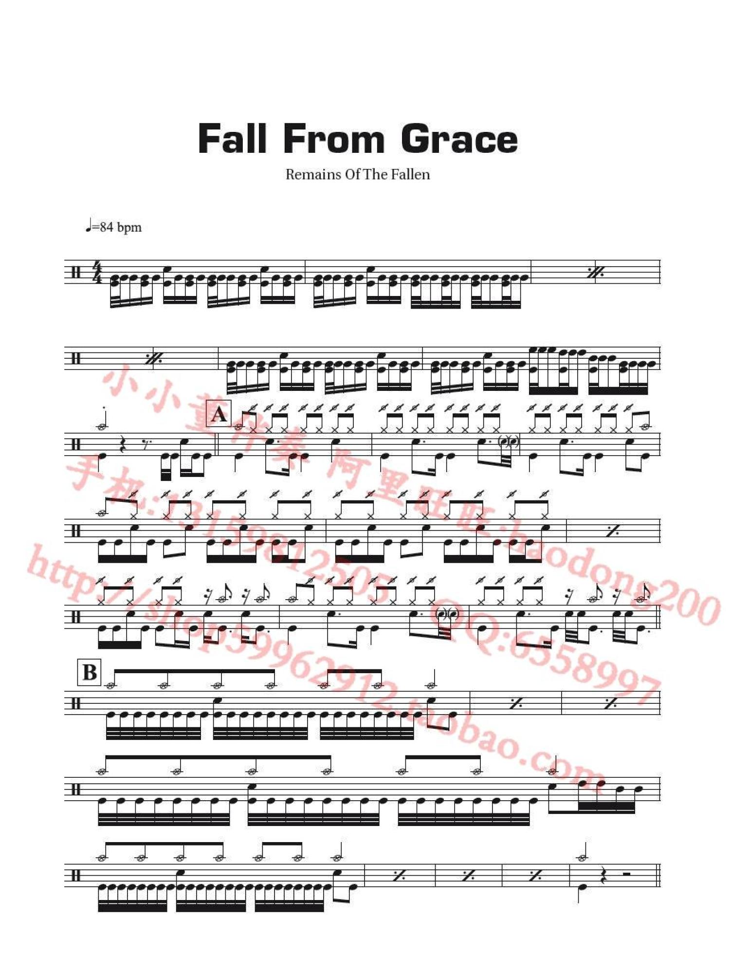 Remains Of The Fallen《Fall From Grace》鼓谱_架子鼓谱第1张