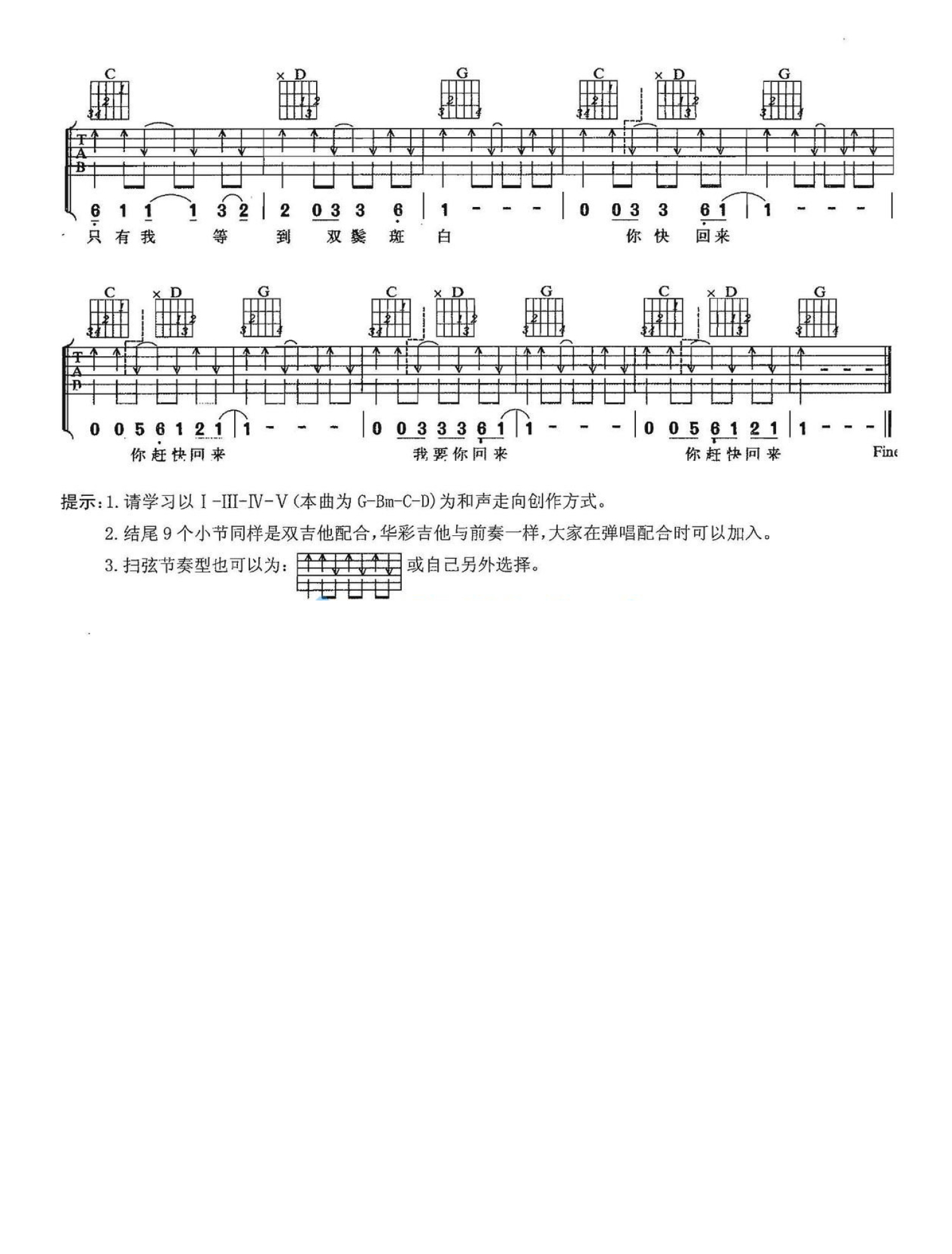 任贤齐《春天花会开》吉他谱_C调吉他弹唱谱_双吉他版第4张