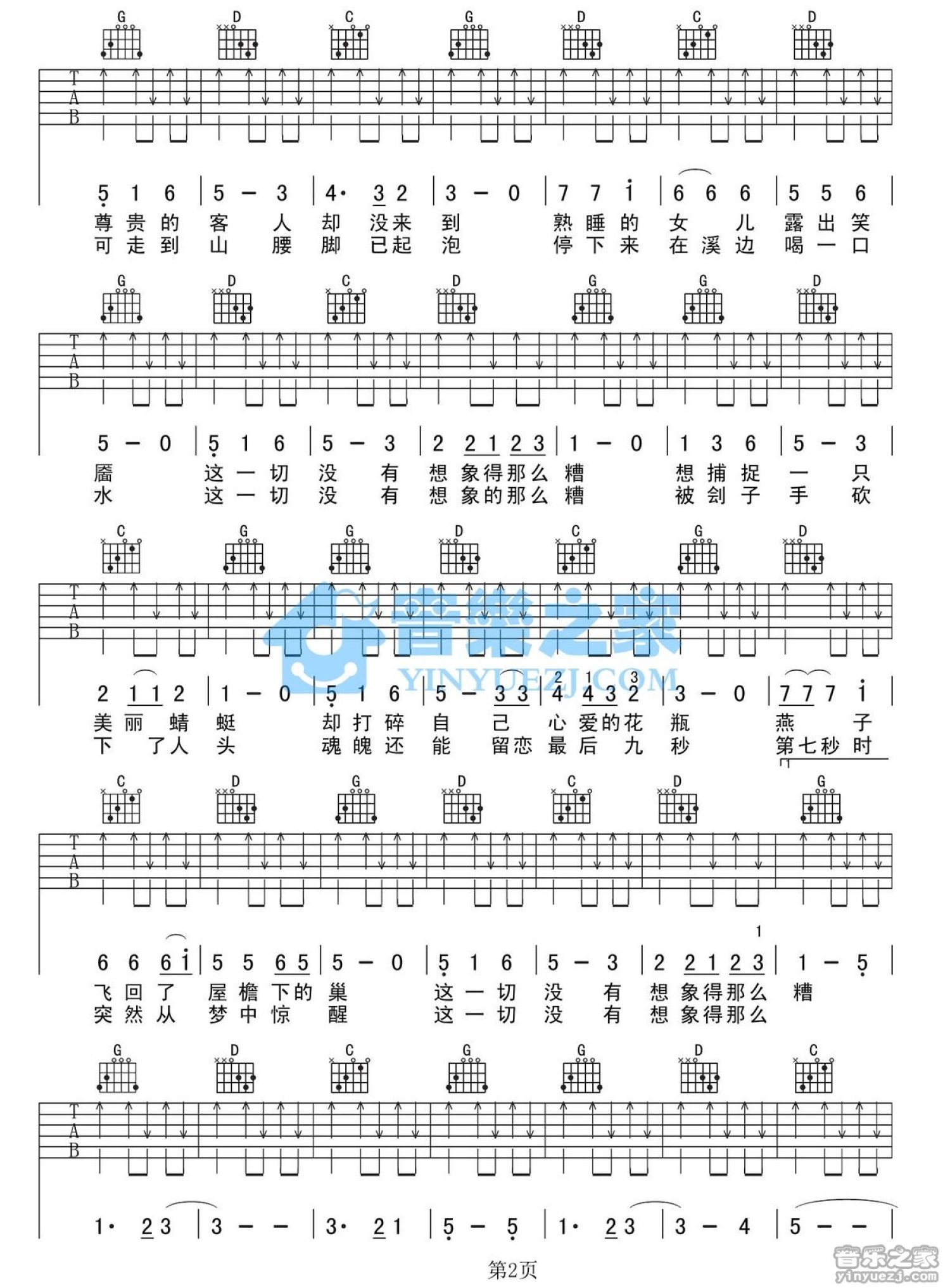 万晓利《这一切没有想像的那么糟》吉他谱_G调吉他弹唱谱第2张