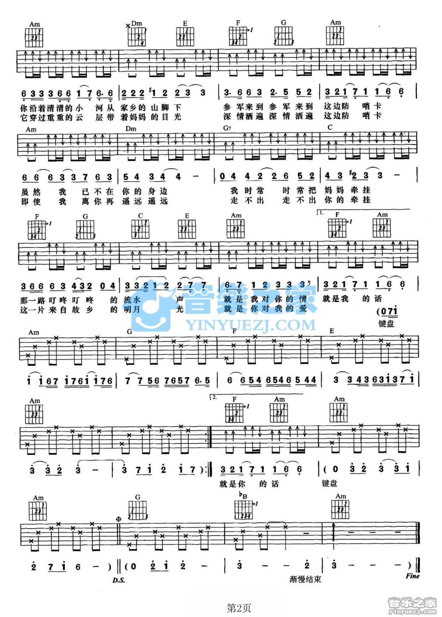 杨柳/谷冰/郑莉《祝福你妈妈》吉他谱_C调吉他弹唱谱第2张