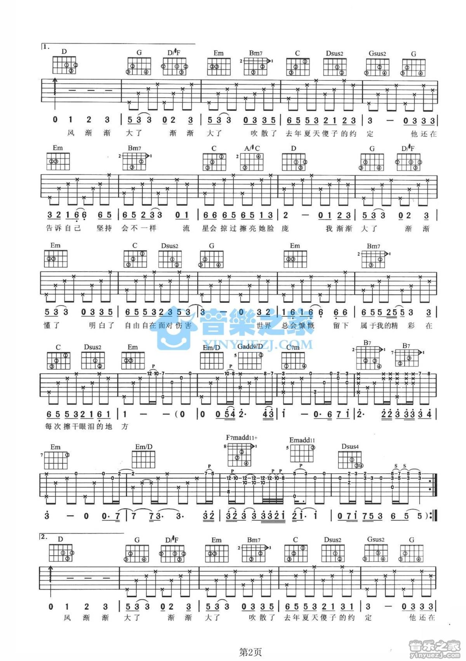 迪克牛仔《傻子的约定》吉他谱_G调吉他弹唱谱第2张