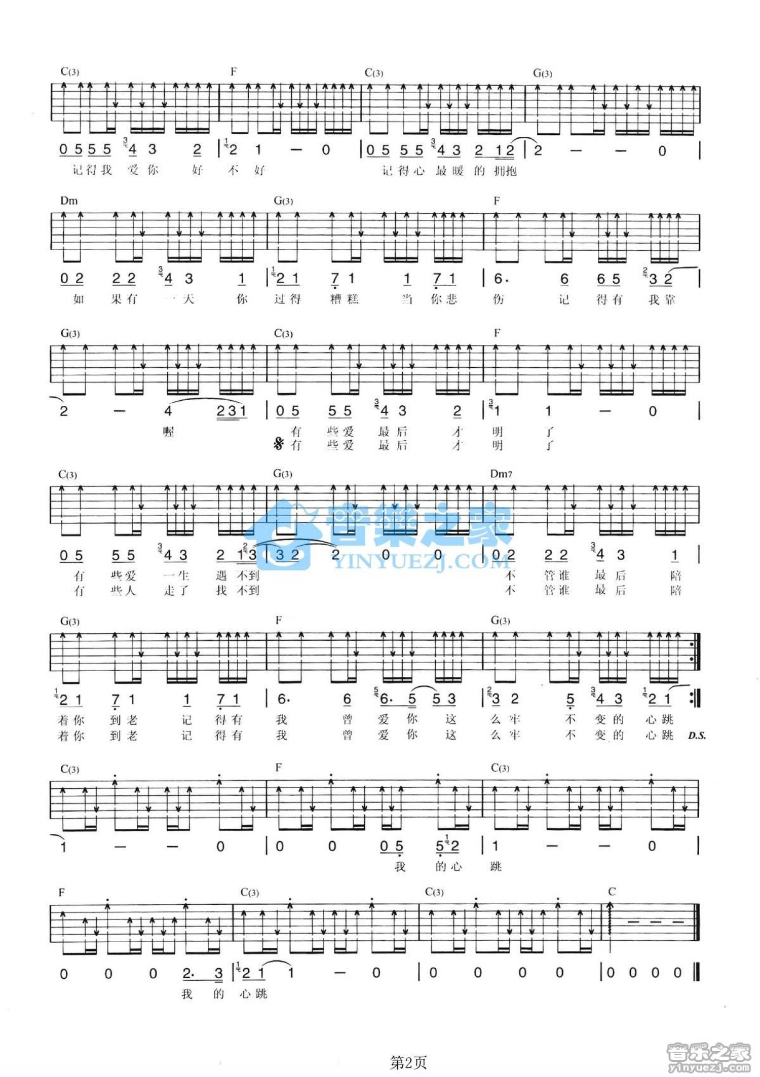 光良《记得我爱你》吉他谱_C调吉他弹唱谱第2张