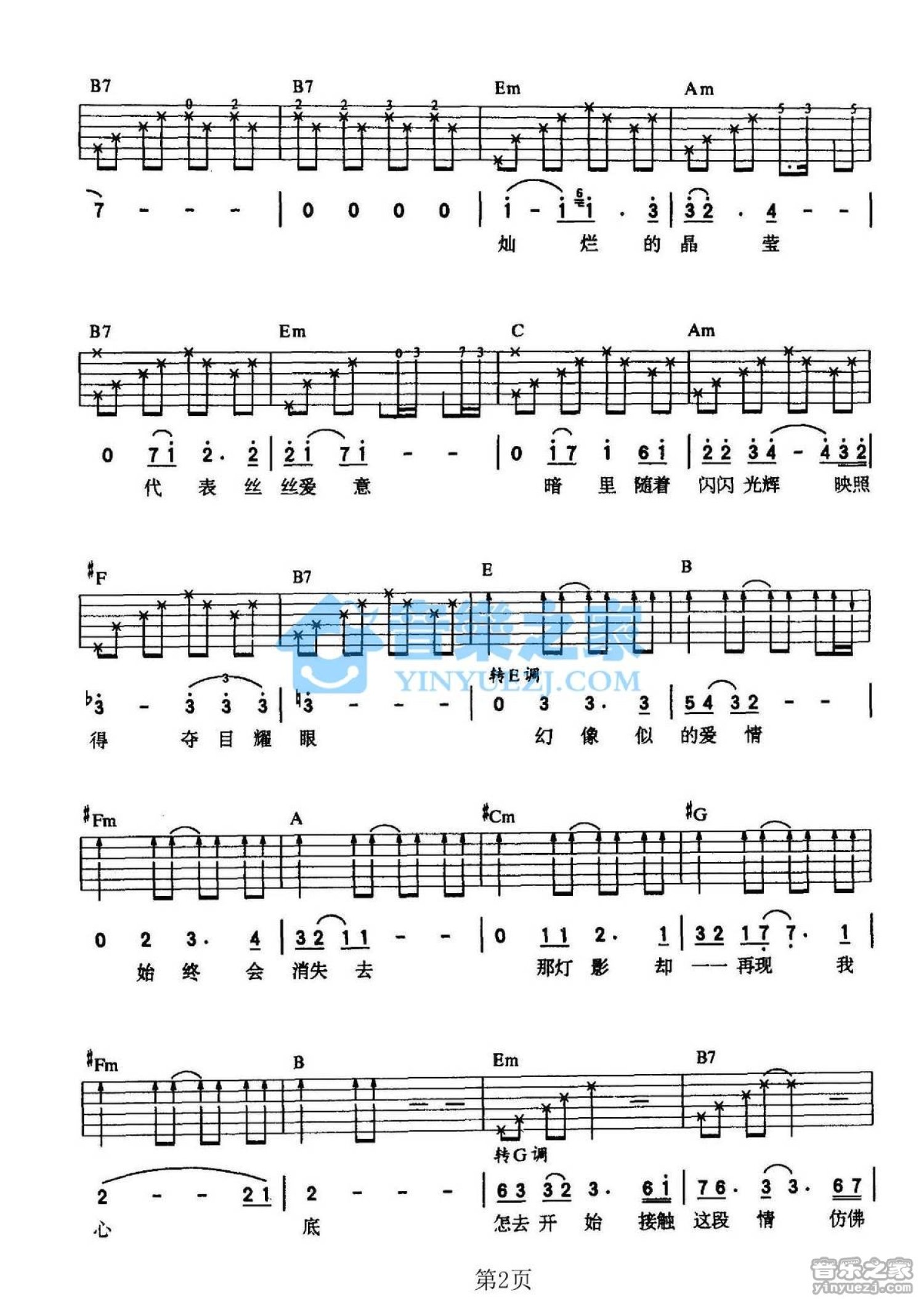 谭咏麟《幻影》吉他谱_G调吉他弹唱谱第2张