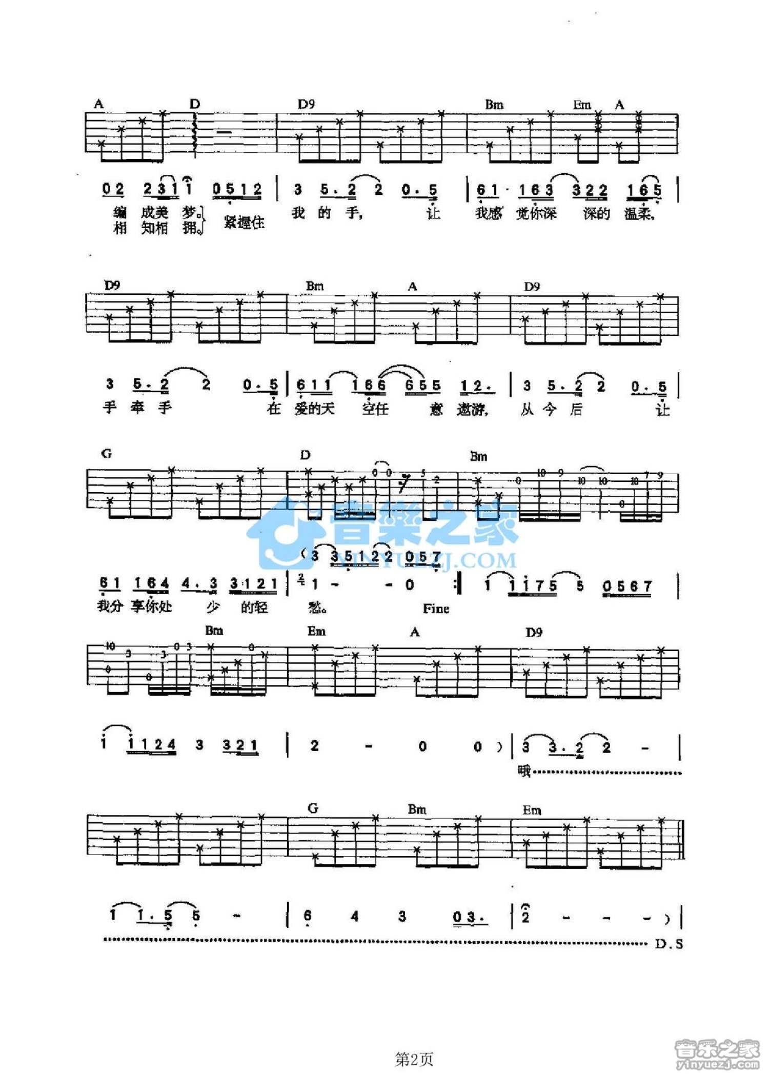 朱桦《梦的翅膀》吉他谱_D调吉他弹唱谱第2张