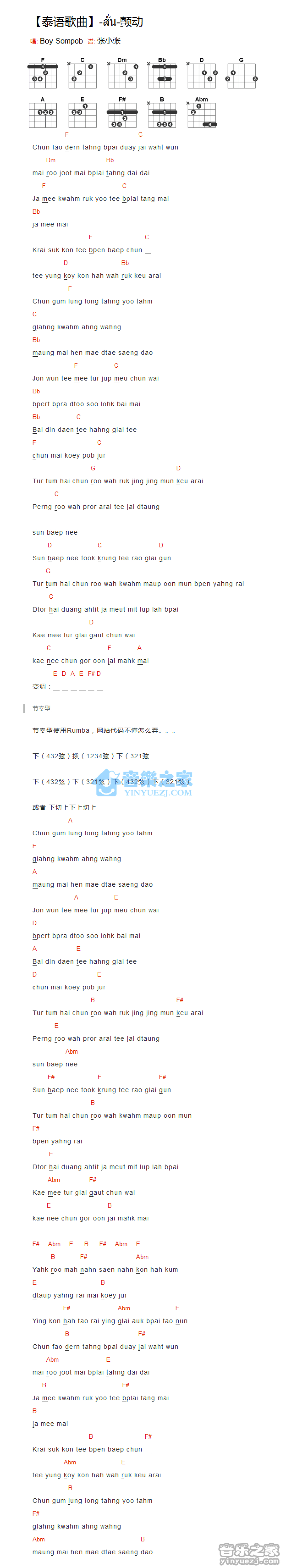 Boy Sompob《颤动Shake》吉他谱_吉他弹唱谱_和弦谱第1张