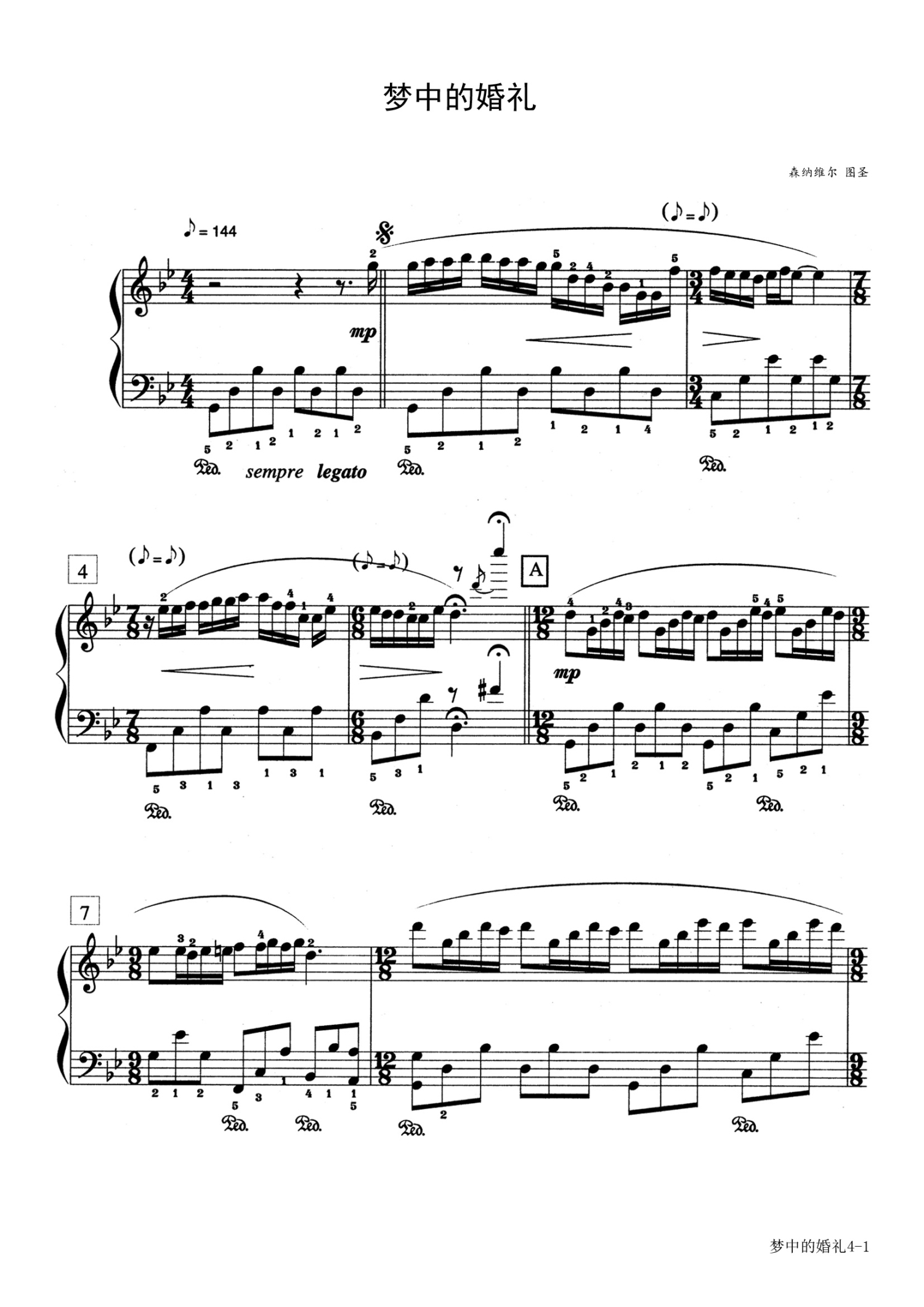 理查德·克莱德曼《梦中的婚礼》钢琴谱第1张