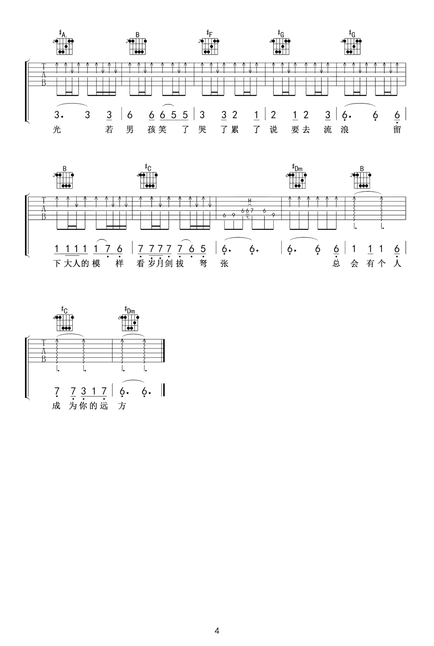 毛不易《牧马城市》吉他谱_吉他弹唱谱第4张