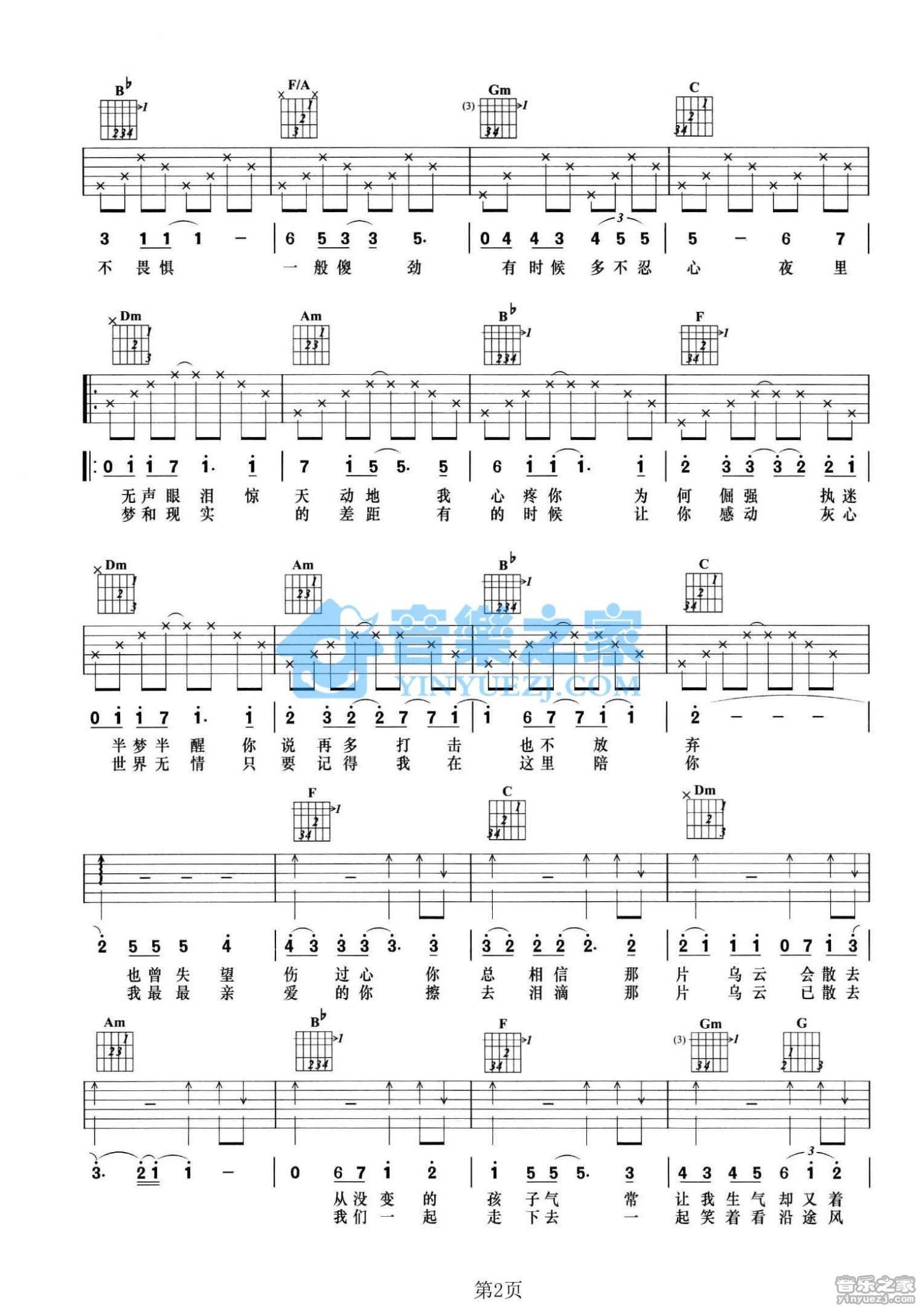 范玮琪《最亲爱的你》吉他谱_F调吉他弹唱谱第2张
