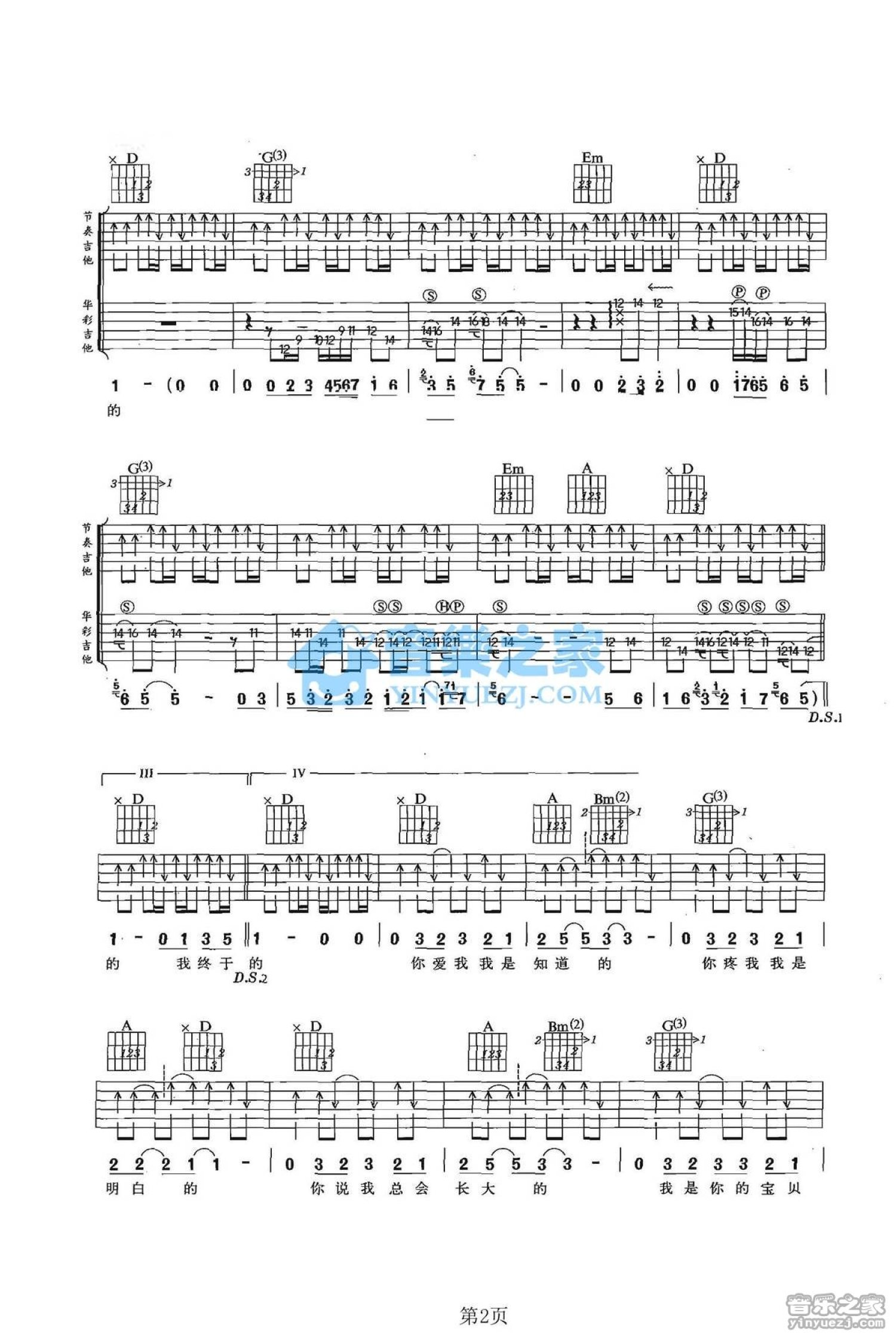 谢雨欣《爱是怎样炼成的》吉他谱_D调吉他弹唱谱_双吉他版第2张