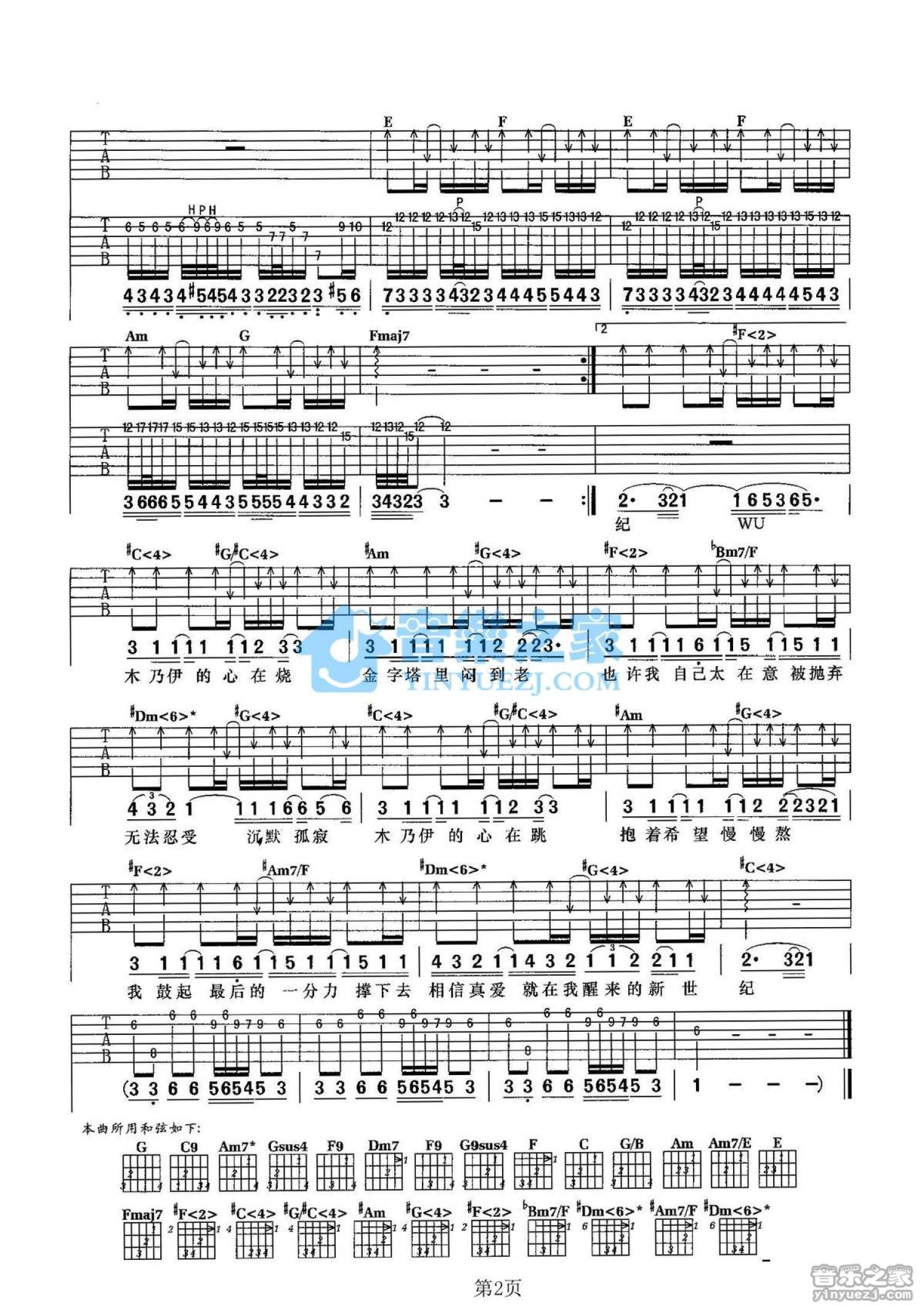 林俊杰《木乃伊》吉他谱_吉他弹唱谱_双吉他版第2张