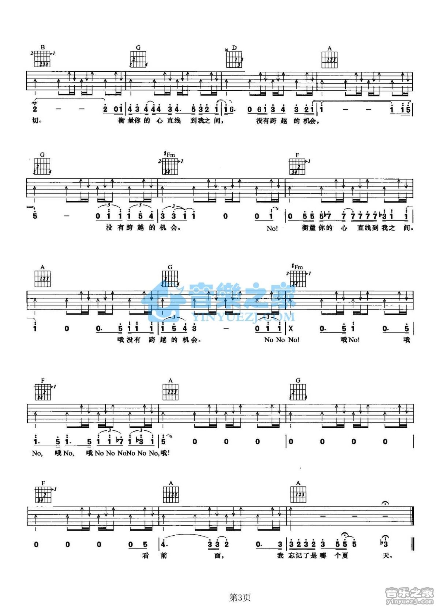 陈奕迅《心的距离》吉他谱_A调吉他弹唱谱第3张