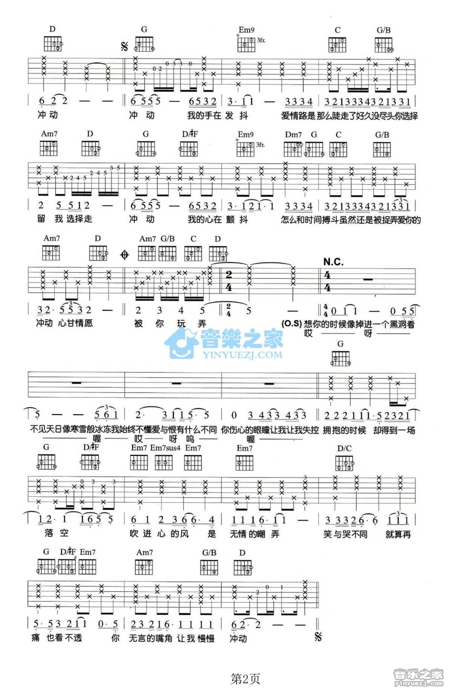 动力火车《冲动》吉他谱_G调吉他弹唱谱第2张