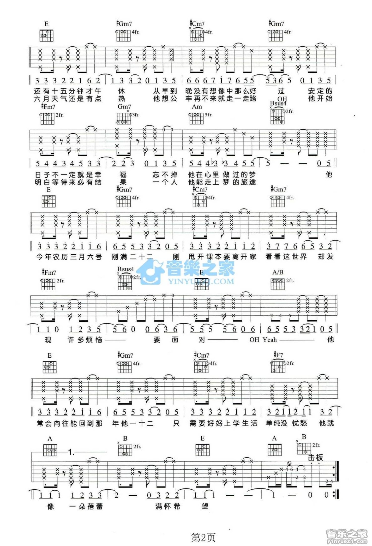 陶喆《E调版 陶喆抖芳咂》吉他谱_E调吉他弹唱谱第2张