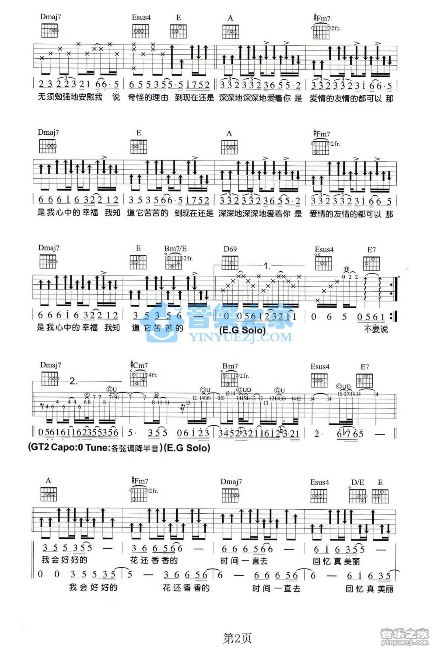 王心凌《我会好好的》吉他谱_A调吉他弹唱谱第2张